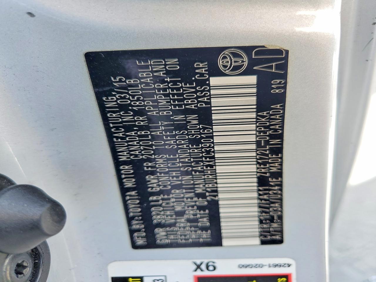 2015 Toyota Corolla L Silver vin: 2T1BURHEXFC390167