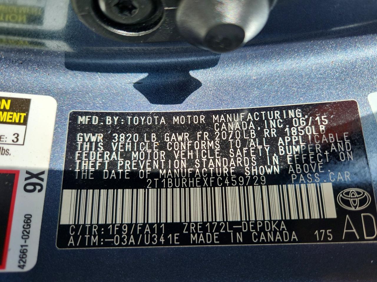 2015 Toyota Corolla L Серый vin: 2T1BURHEXFC459729