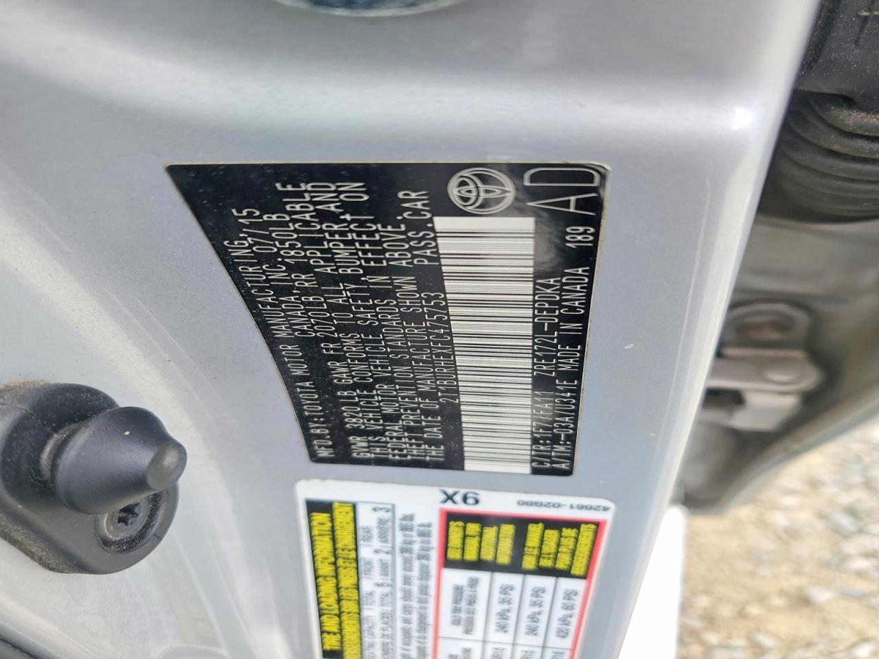 2015 Toyota Corolla L Silver vin: 2T1BURHEXFC475753