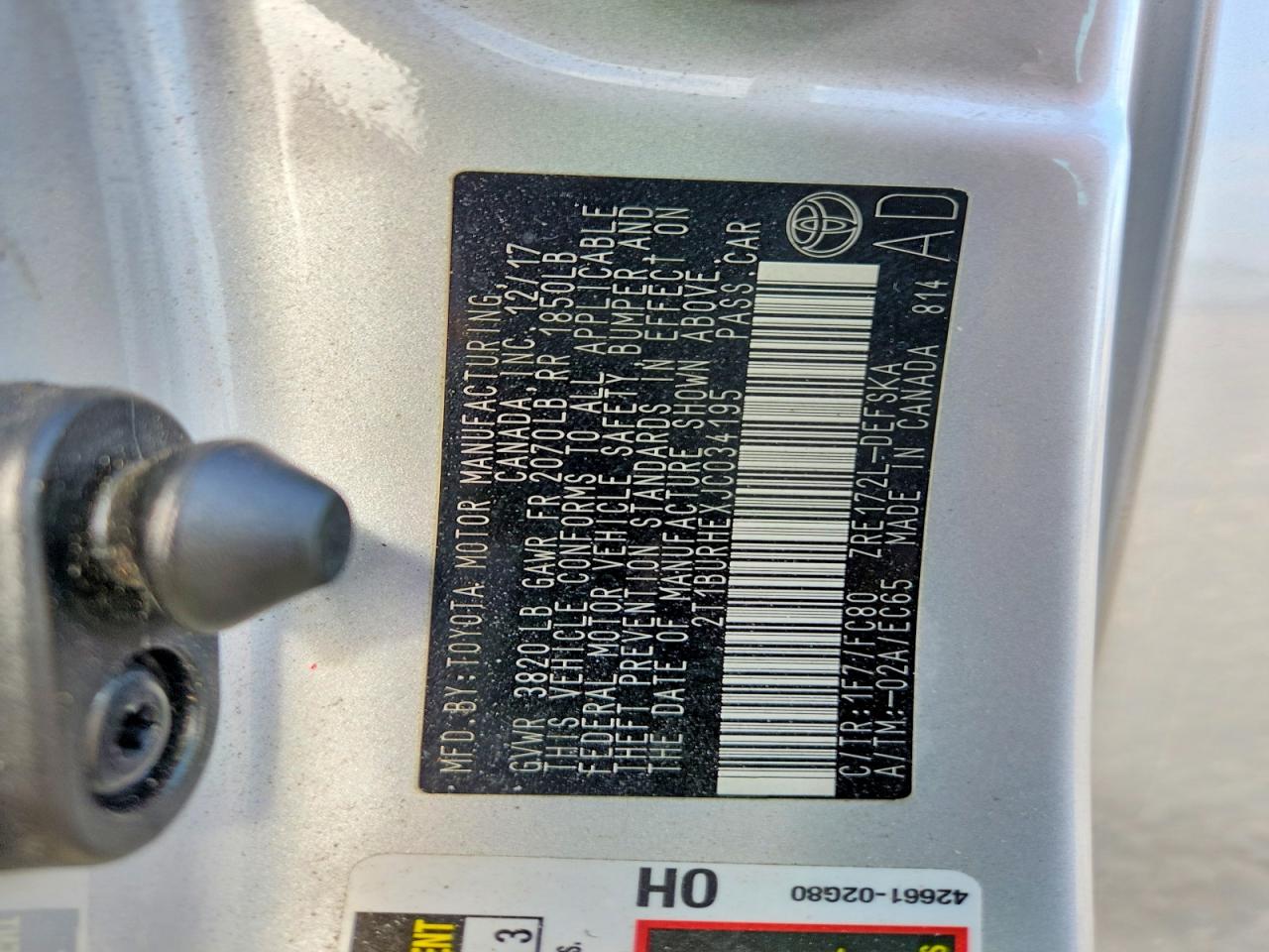 2018 Toyota Corolla Se Silver vin: 2T1BURHEXJC034195