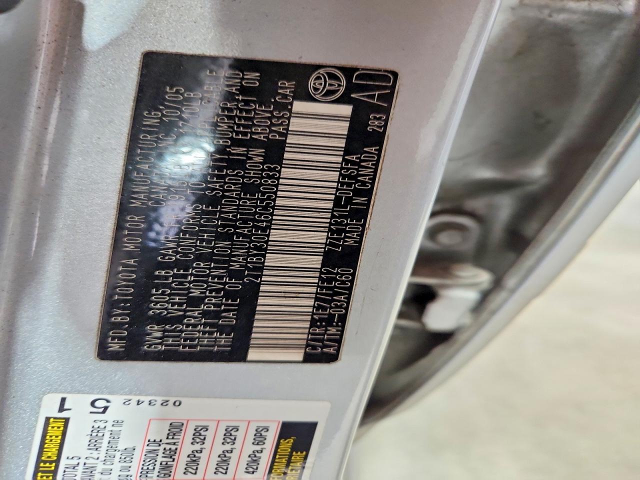 2006 Toyota Corolla Silver vin: 2T1BY30E46C550833