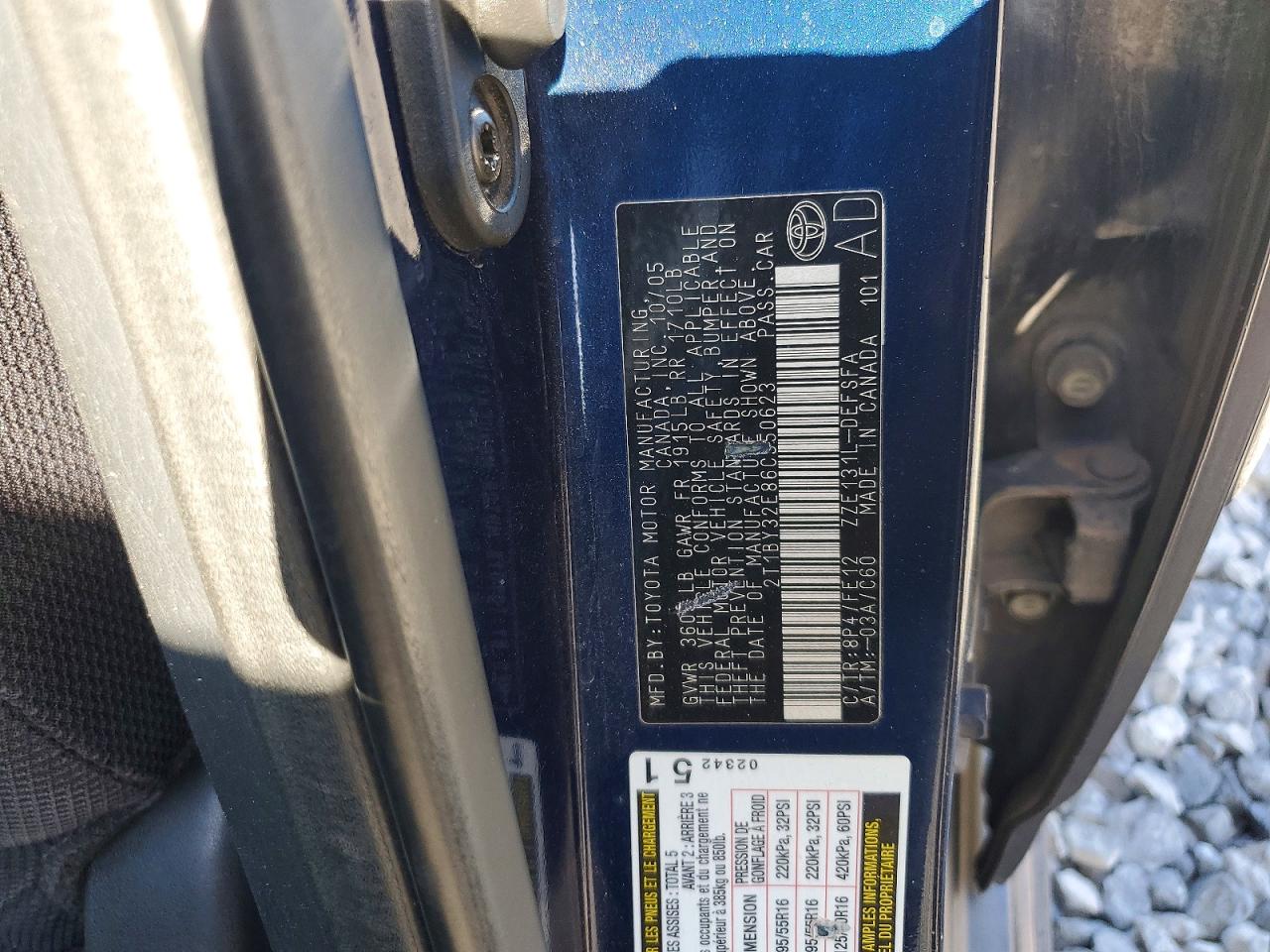 2006 Toyota Corolla Xrs Blue vin: 2T1BY32E86C550623