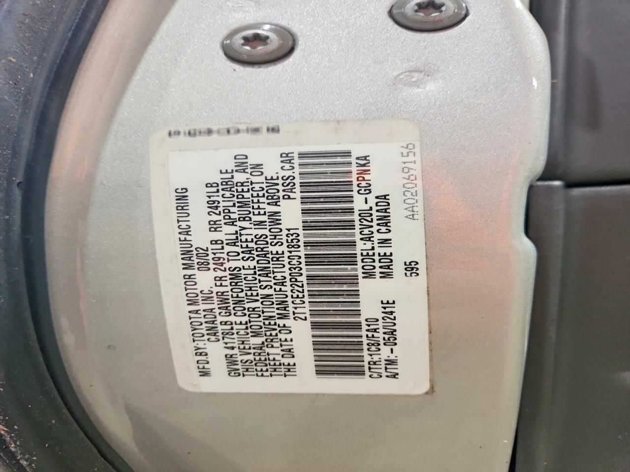 2003 Toyota Camry Solara Se Silver vin: 2T1CE22P03C018531