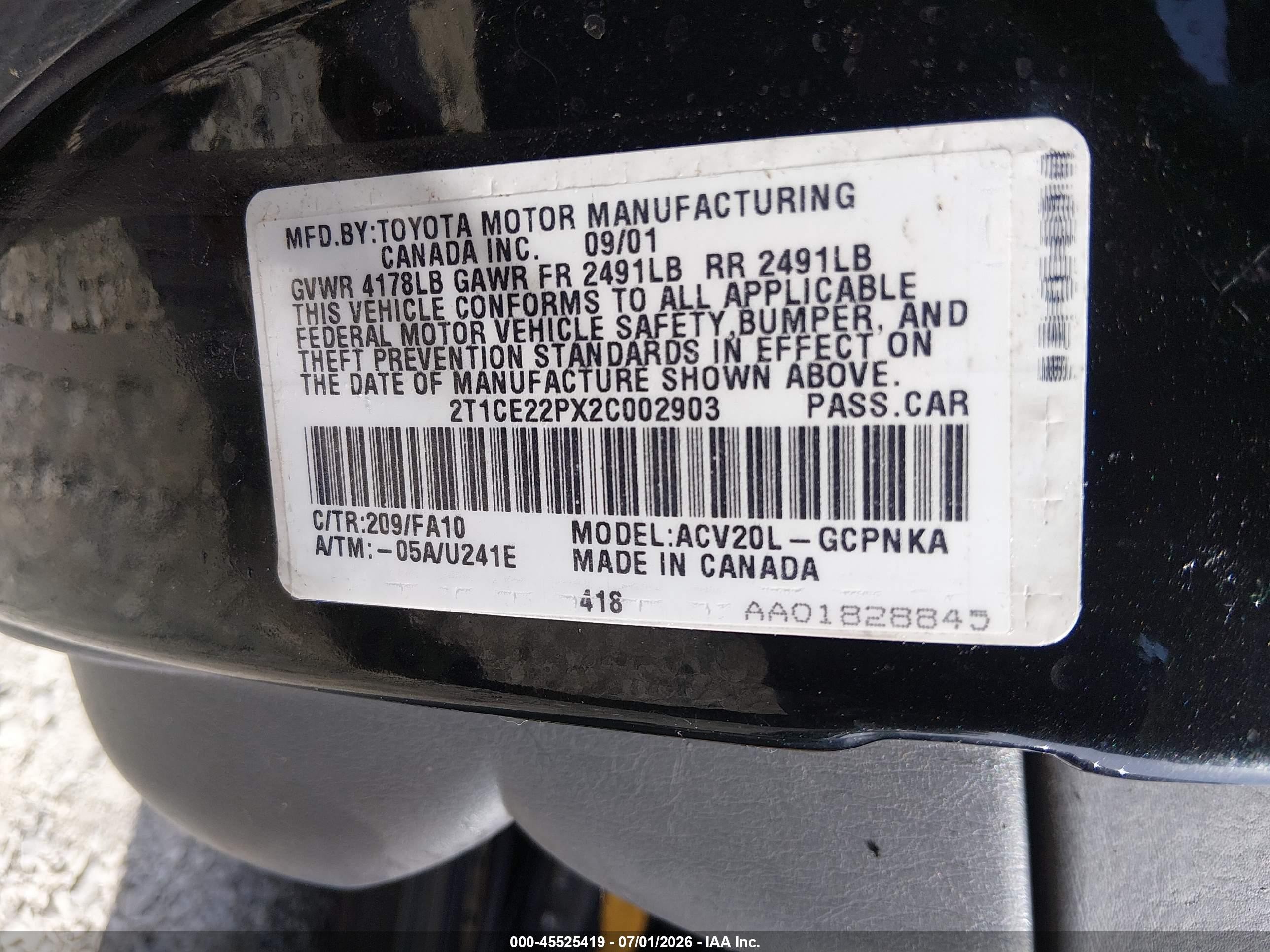 2002 Toyota Camry Solara Se Black vin: 2T1CE22PX2C002903