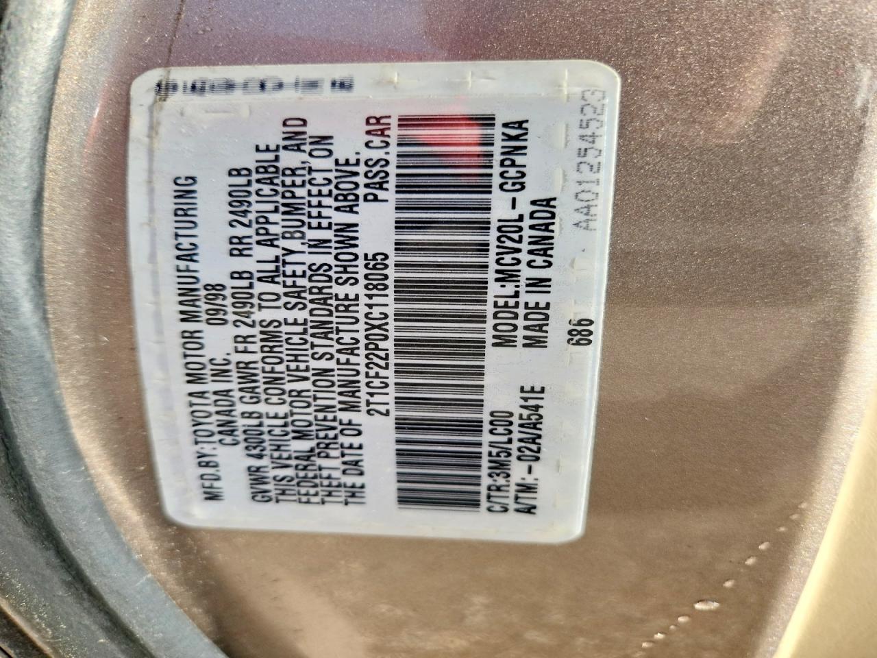 1999 Toyota Camry Solara Se V6 Beige vin: 2T1CF22P0XC118065