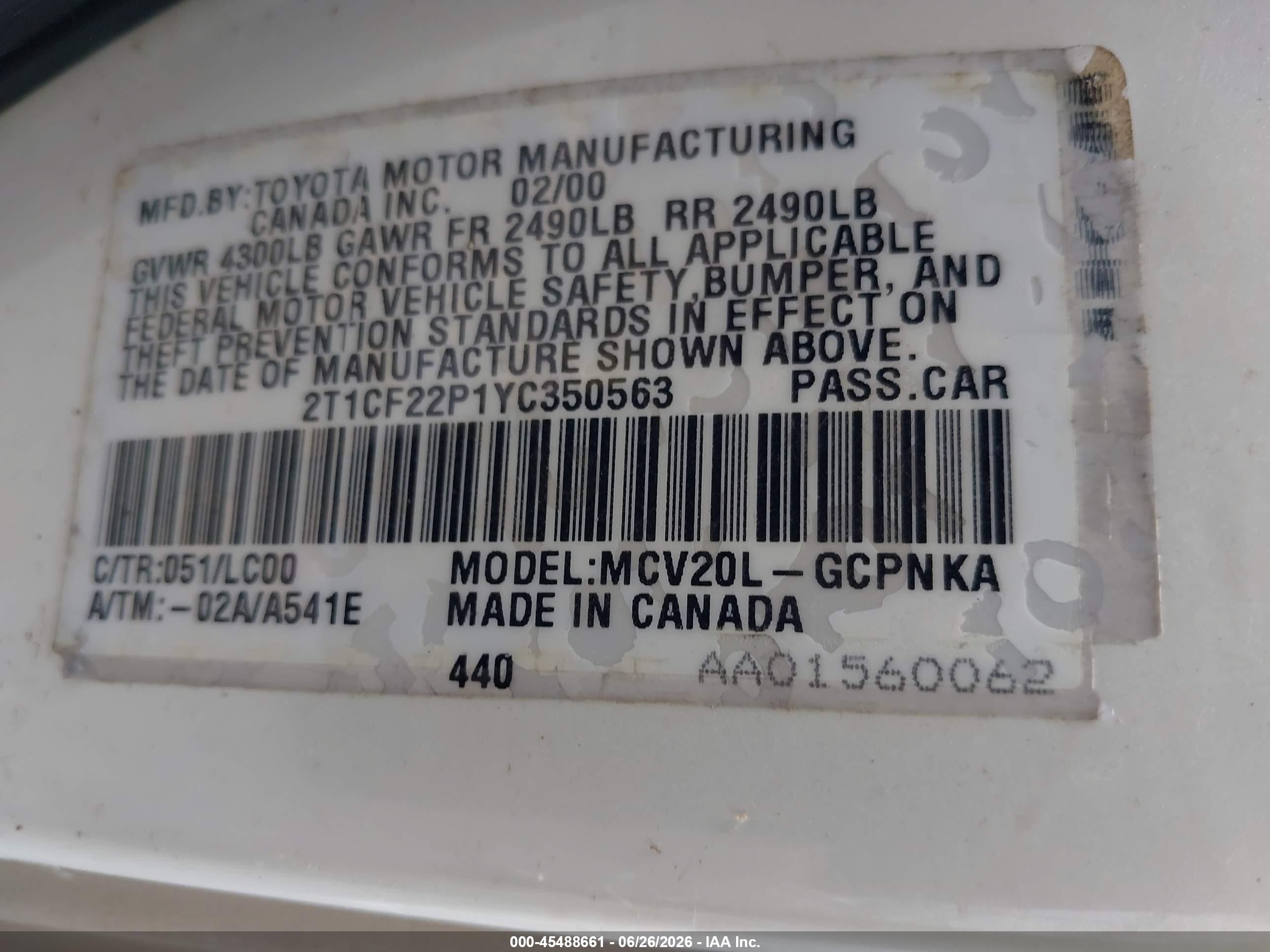 2000 Toyota Camry Solara Sle V6 White vin: 2T1CF22P1YC350563