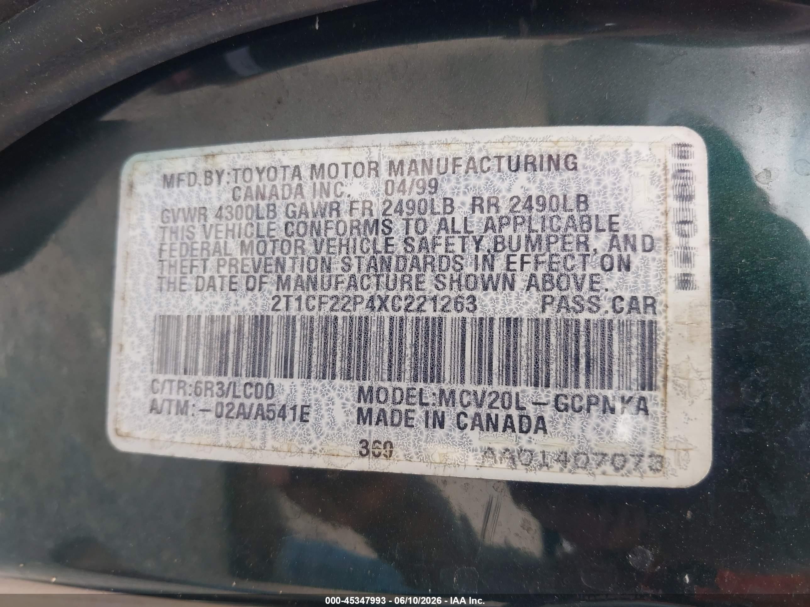1999 Toyota Camry Solara Sle Зеленый vin: 2T1CF22P4XC221263