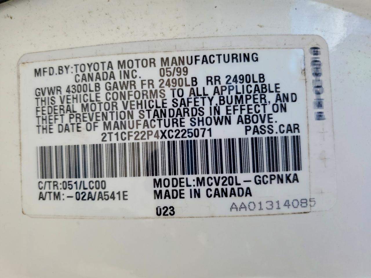 1999 Toyota Camry Solara Sle V6 White vin: 2T1CF22P4XC225071