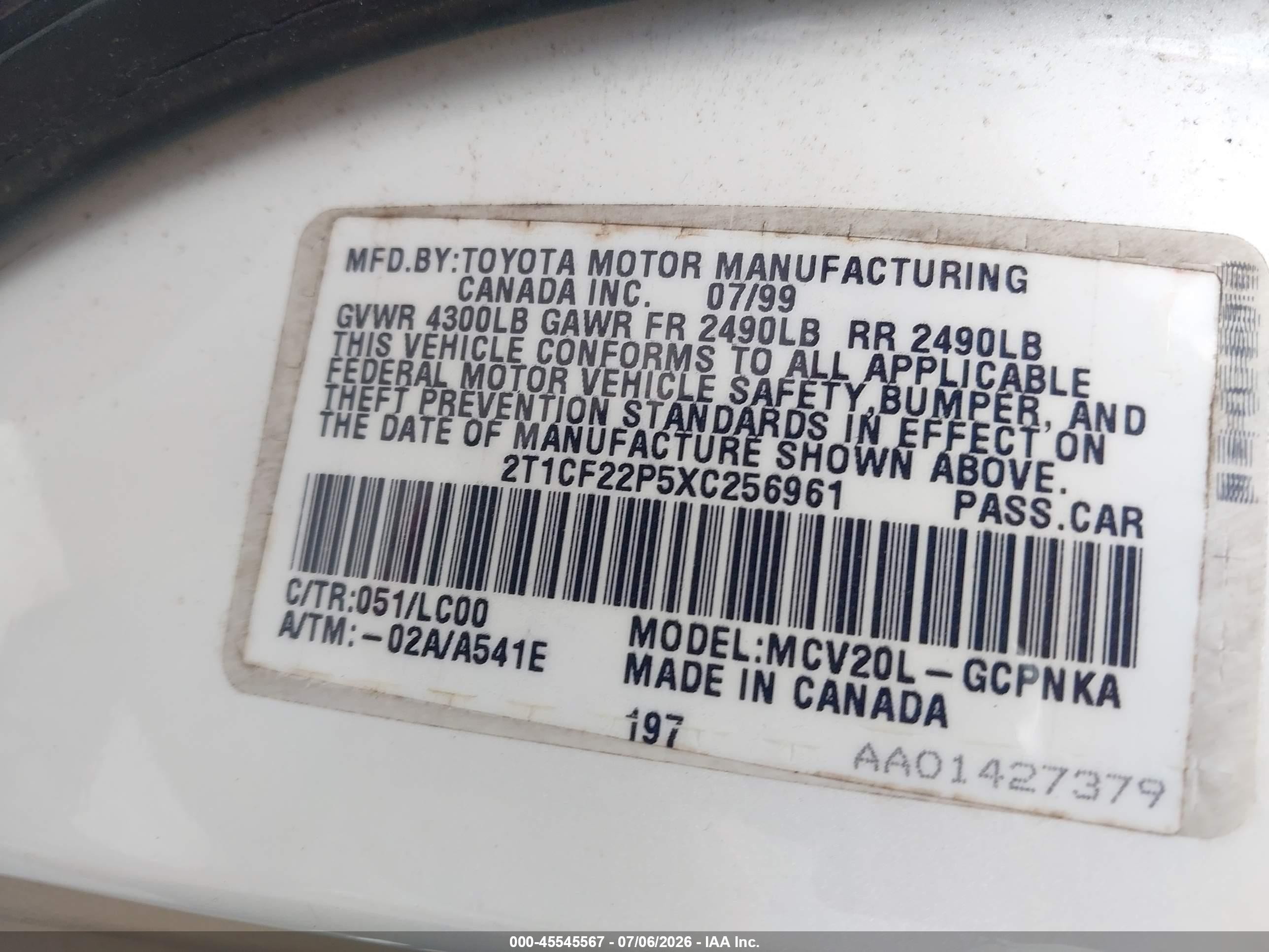 1999 Toyota Camry Solara Sle White vin: 2T1CF22P5XC256961