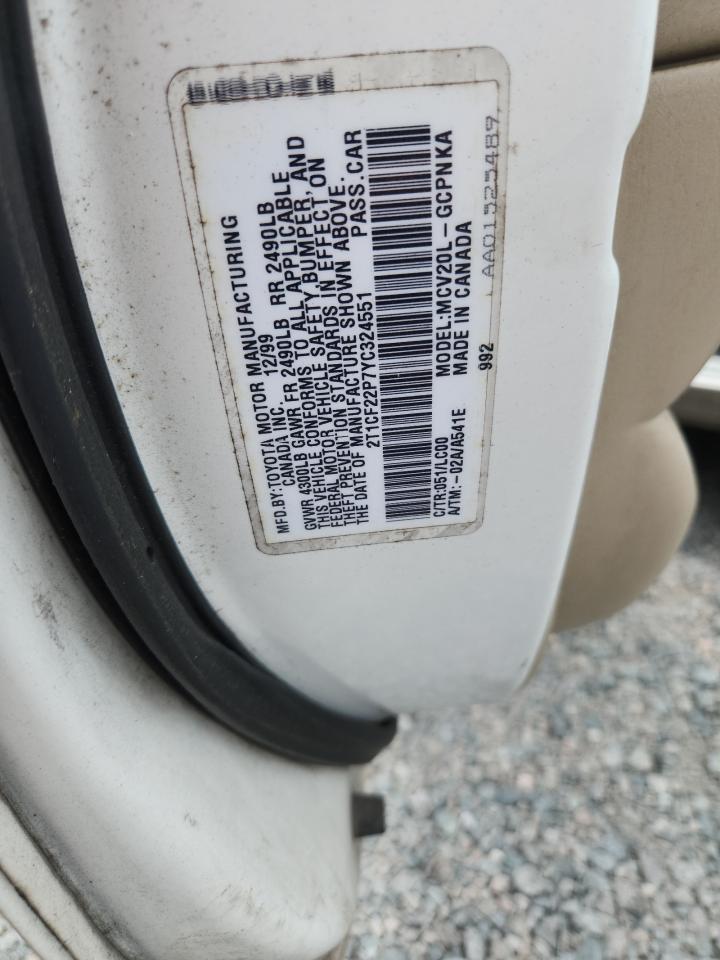 2000 Toyota Camry Solara Sle V6 White vin: 2T1CF22P7YC324551