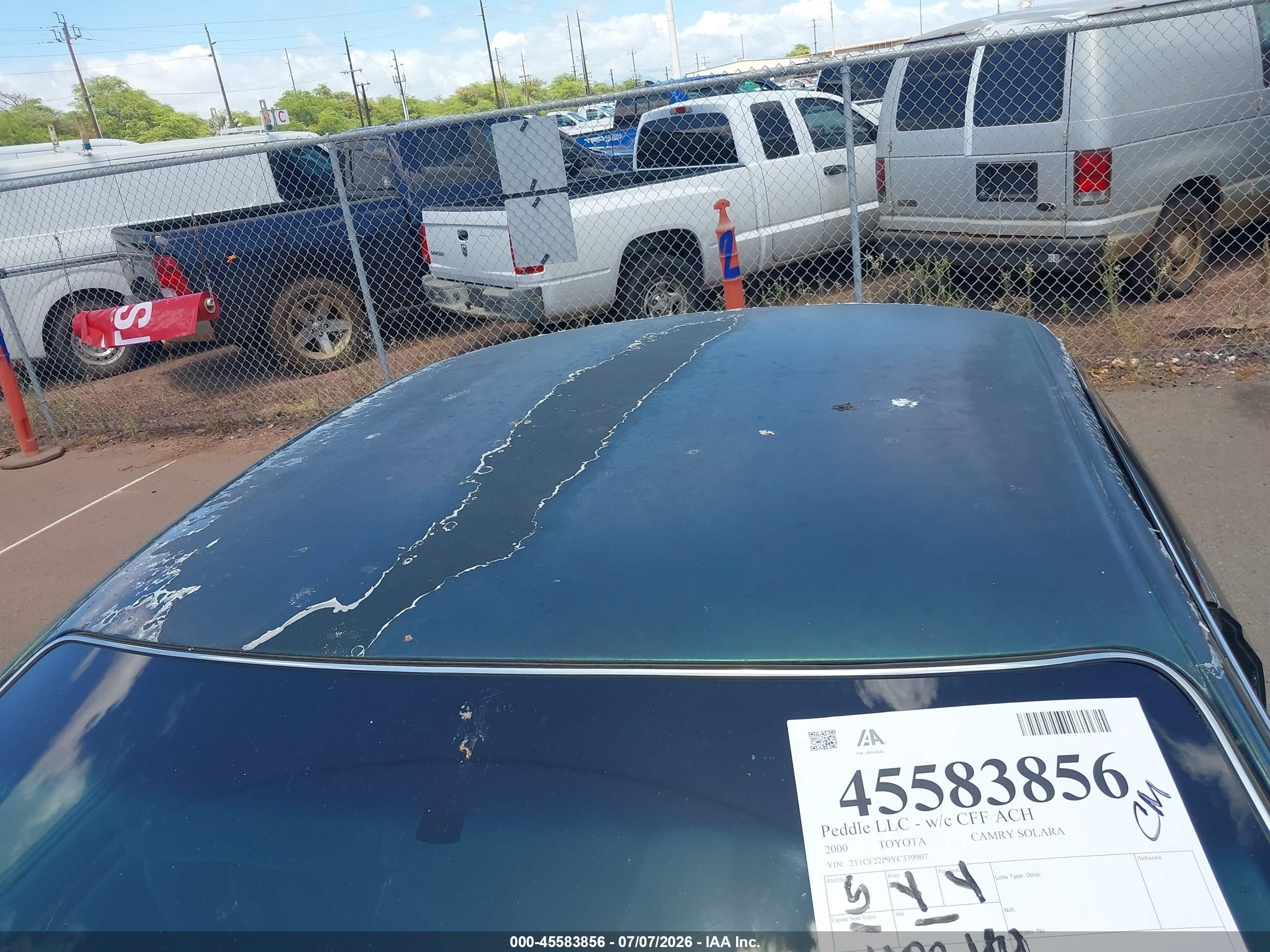 2000 Toyota Camry Solara Se V6 Green vin: 2T1CF22P9YC379907