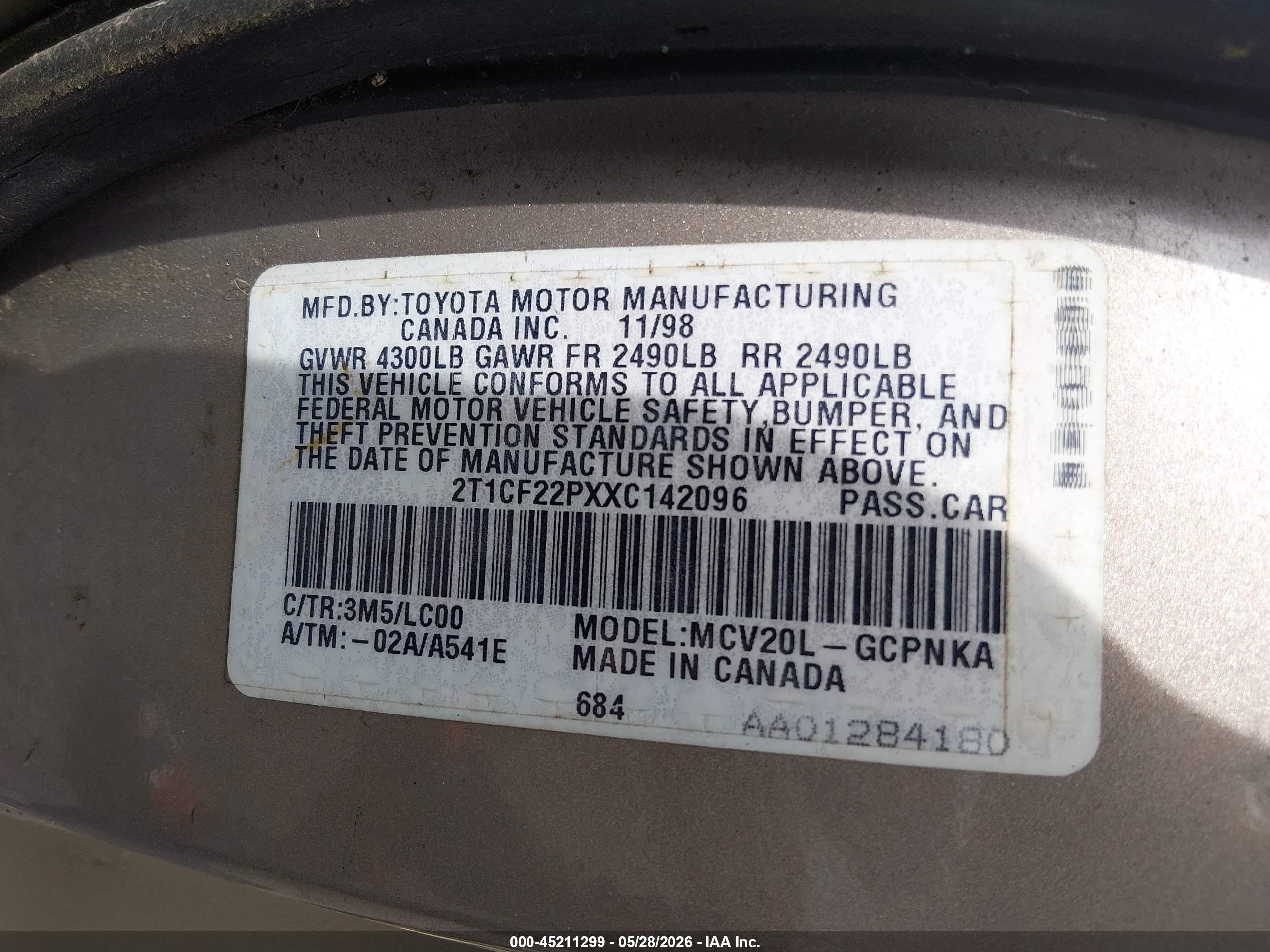 2000 Toyota Camry Solara Se V6 Gold vin: 2T1CF22PXYC281498