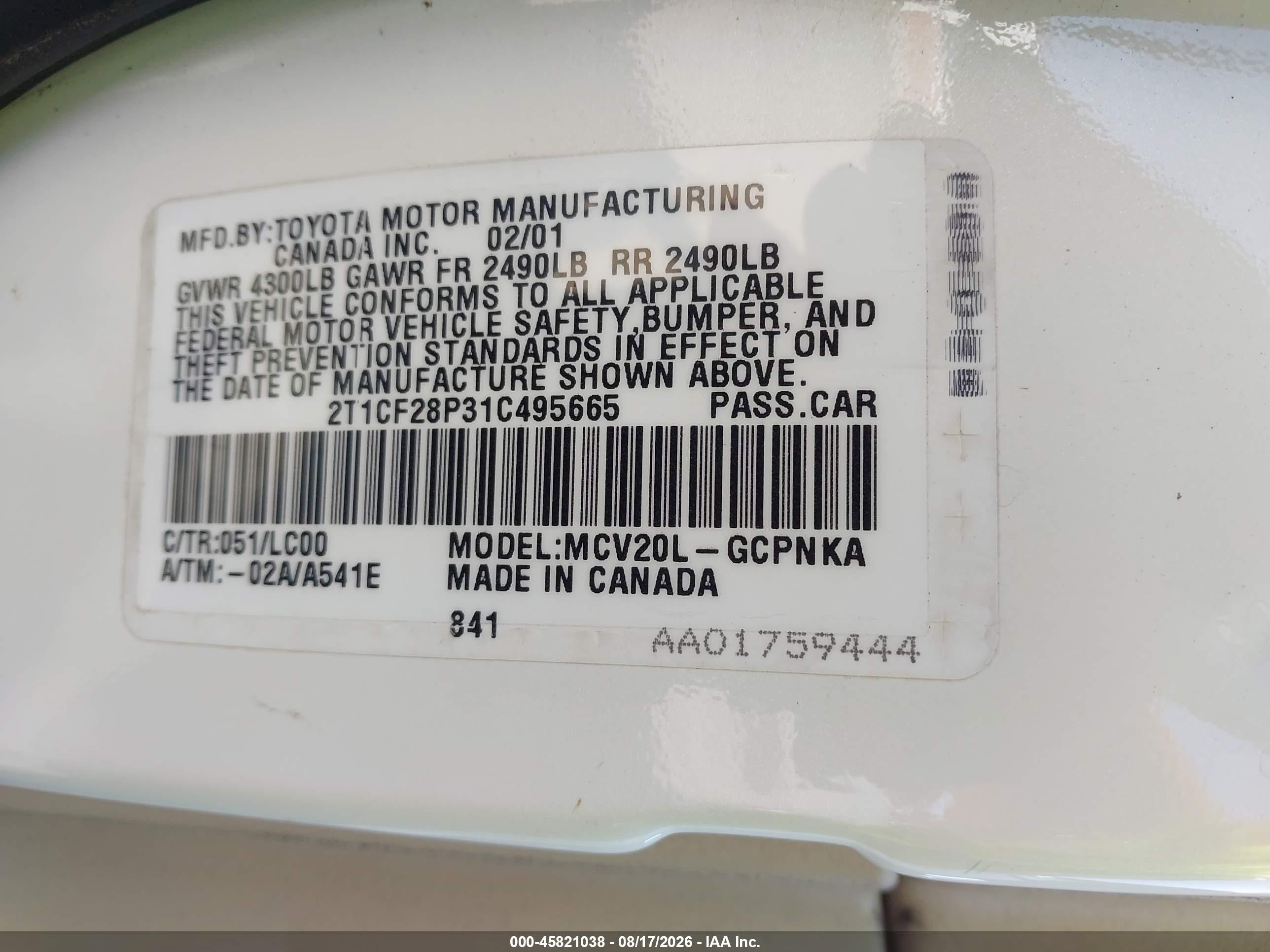 2001 Toyota Camry Solara Sle V6 White vin: 2T1CF28P31C495665