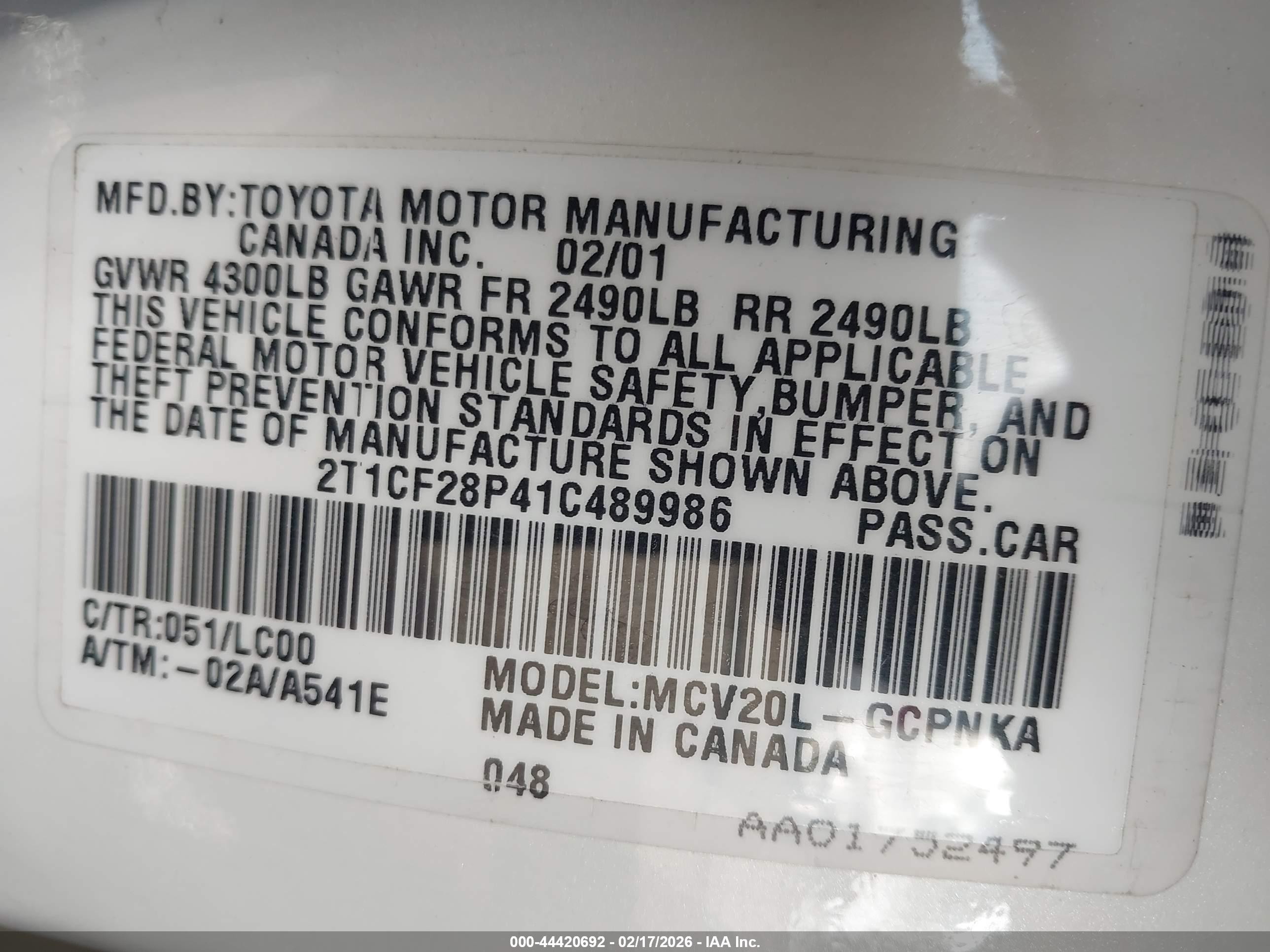 2001 Toyota Camry Solara Sle V6 Белый vin: 2T1CF28P41C489986