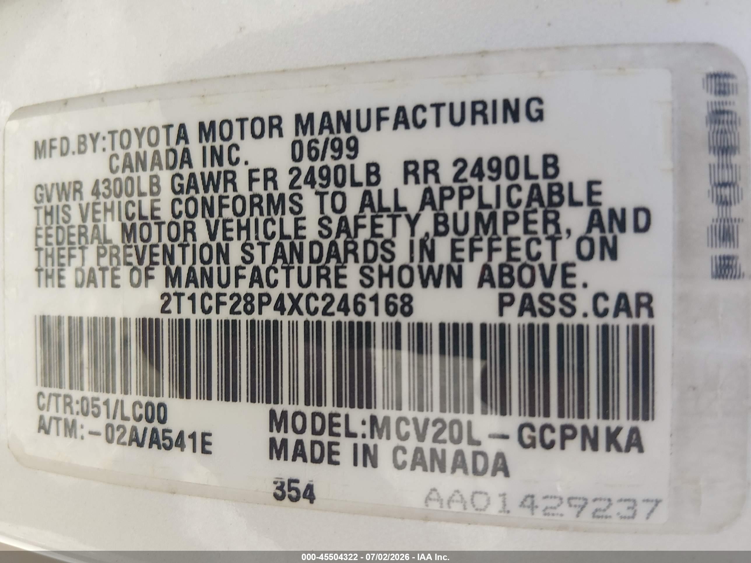 1999 Toyota Camry Solara Sle White vin: 2T1CF28P4XC246168