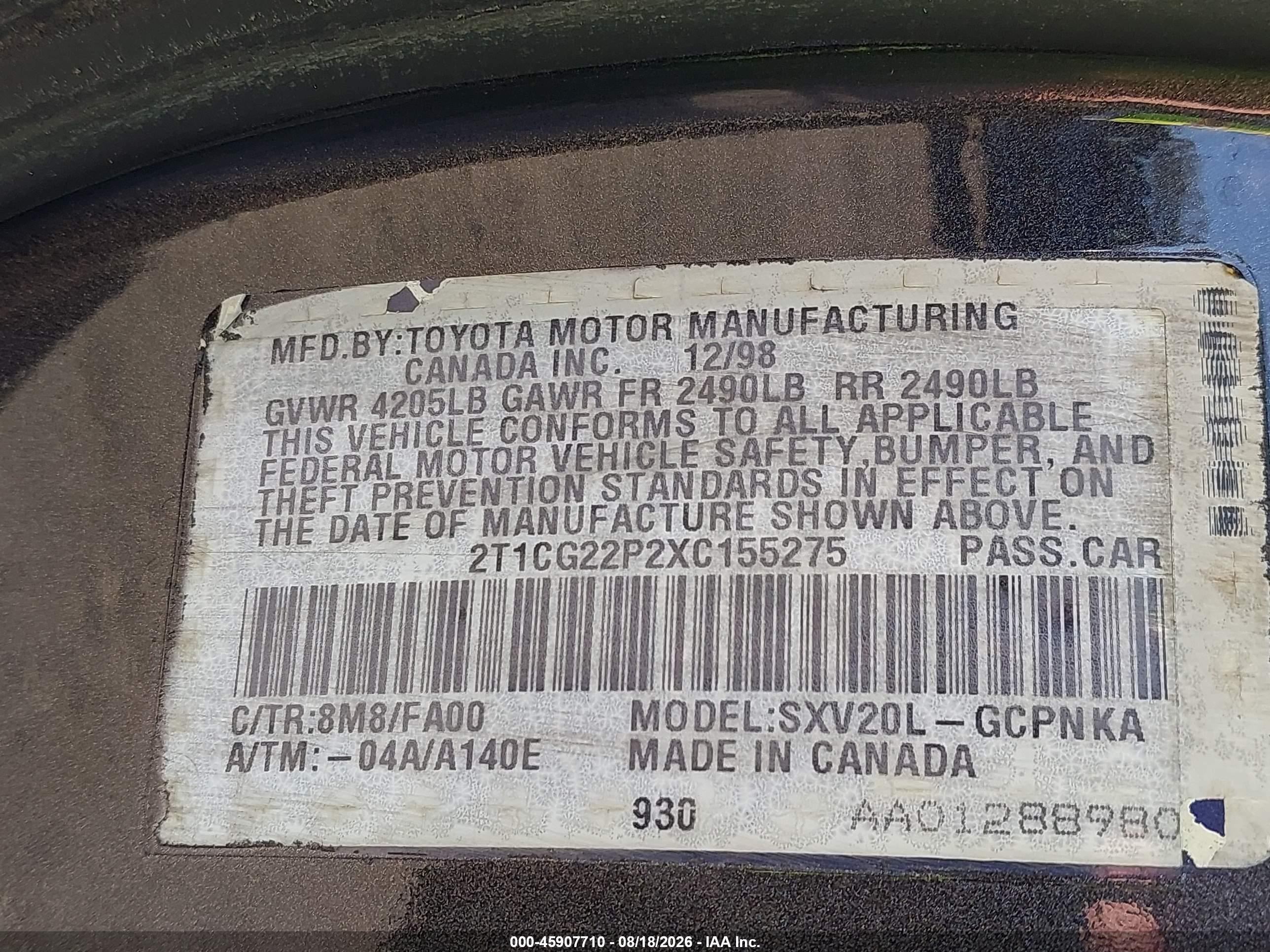 1999 Toyota Camry Solara Se Серый vin: 2T1CG22P2XC155275