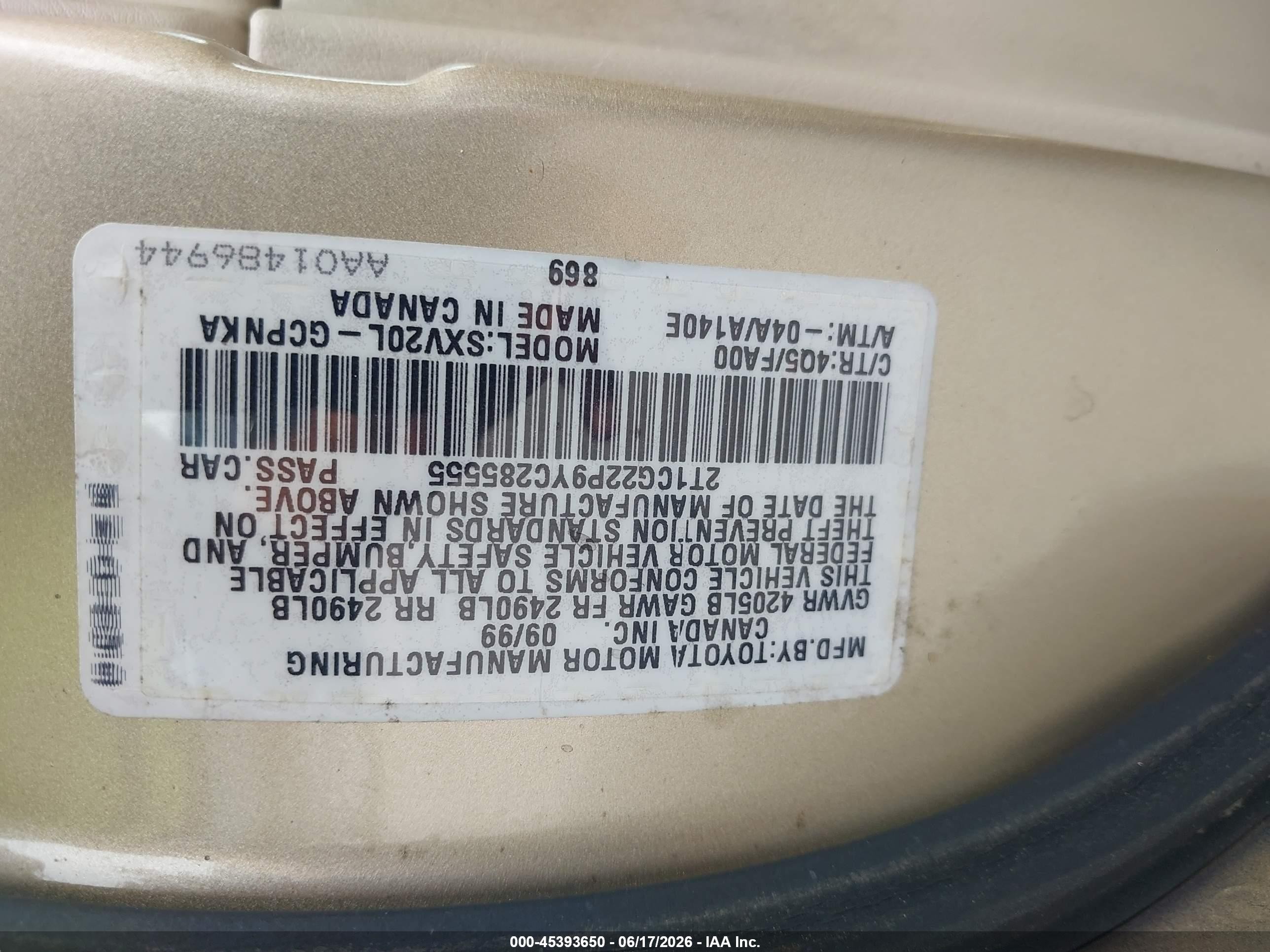 2000 Toyota Camry Solara Se Gold vin: 2T1CG22P9YC285555