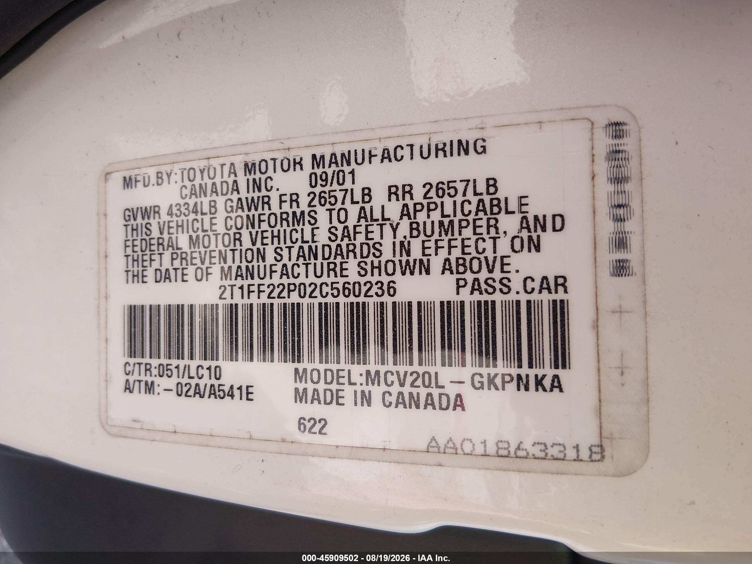2002 Toyota Camry Solara Sle White vin: 2T1FF22P02C560236