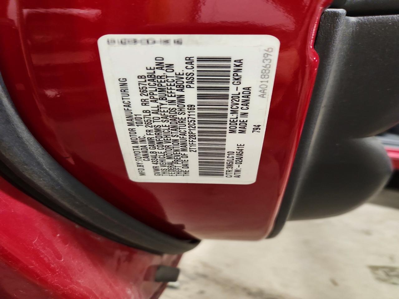 2002 Toyota Camry Solara Sle V6 Red vin: 2T1FF28P12C571169