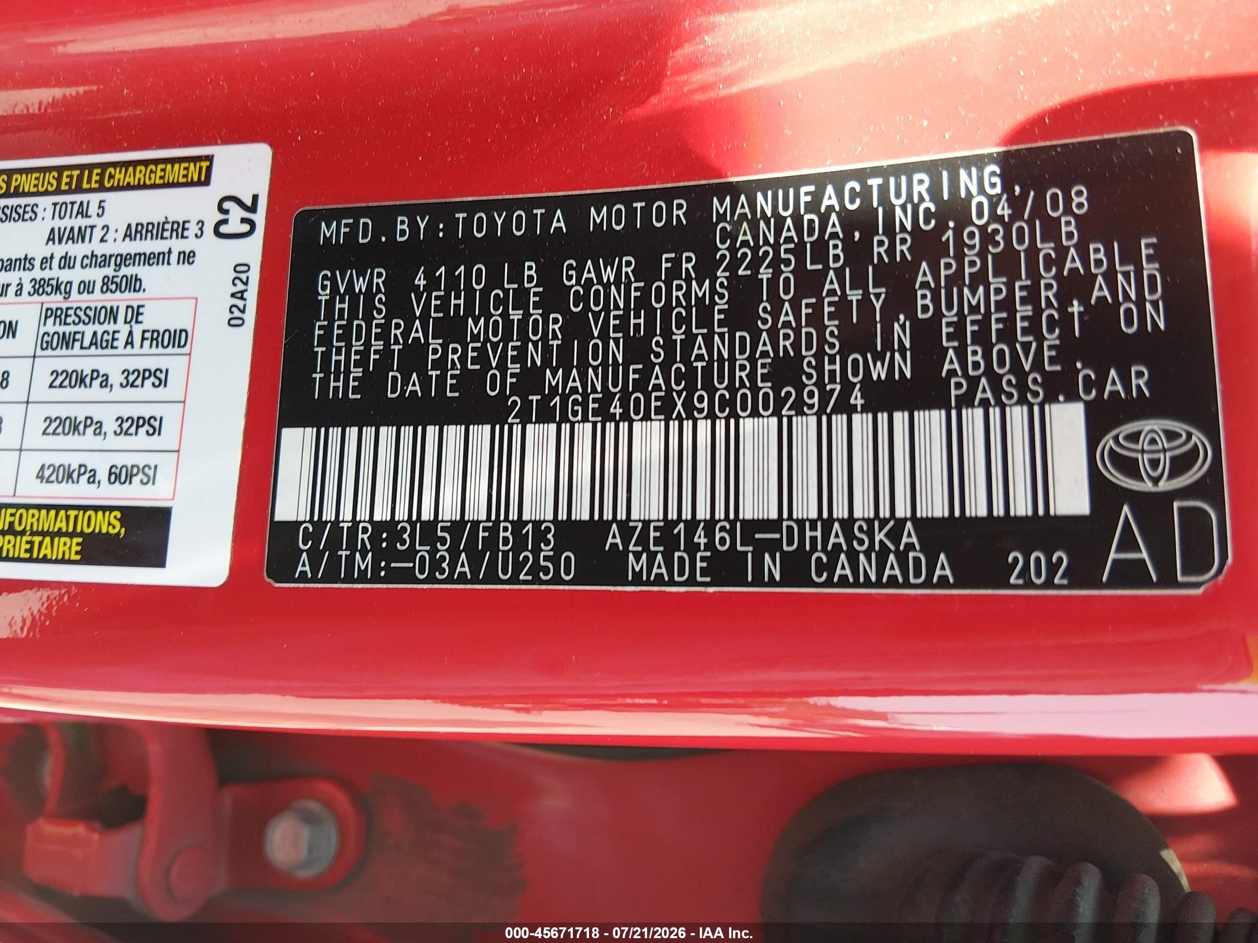 2009 Toyota Matrix Xrs Red vin: 2T1GE40EX9C002974