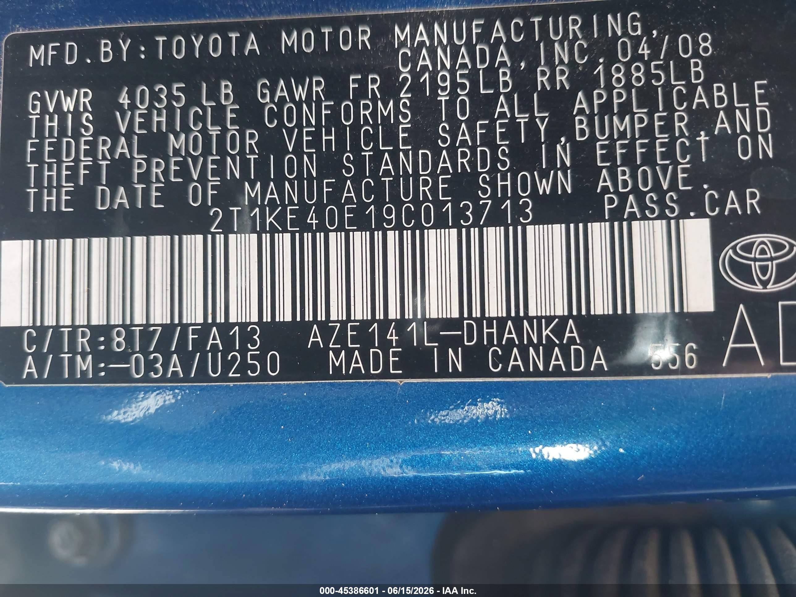 2009 Toyota Matrix S White vin: 2T1KE40E19C013713