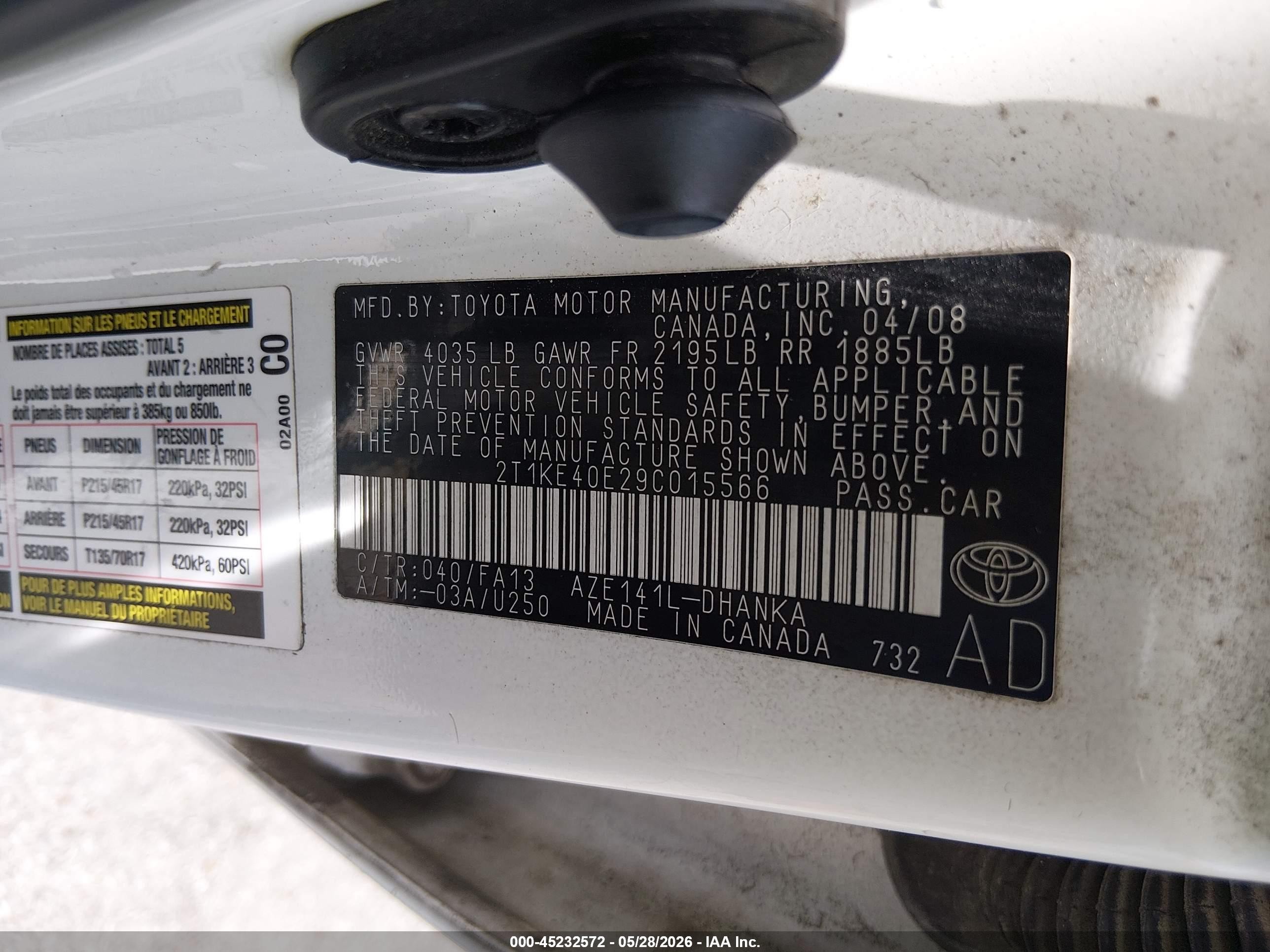 2009 Toyota Matrix S White vin: 2T1KE40E29C015566