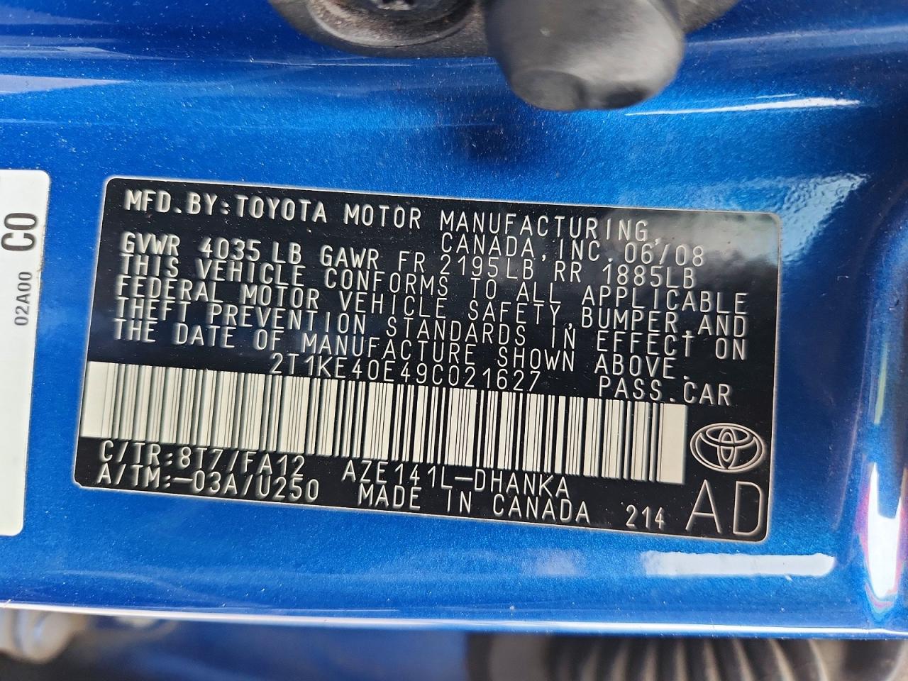 2009 Toyota Matrix S Синий vin: 2T1KE40E49C021627