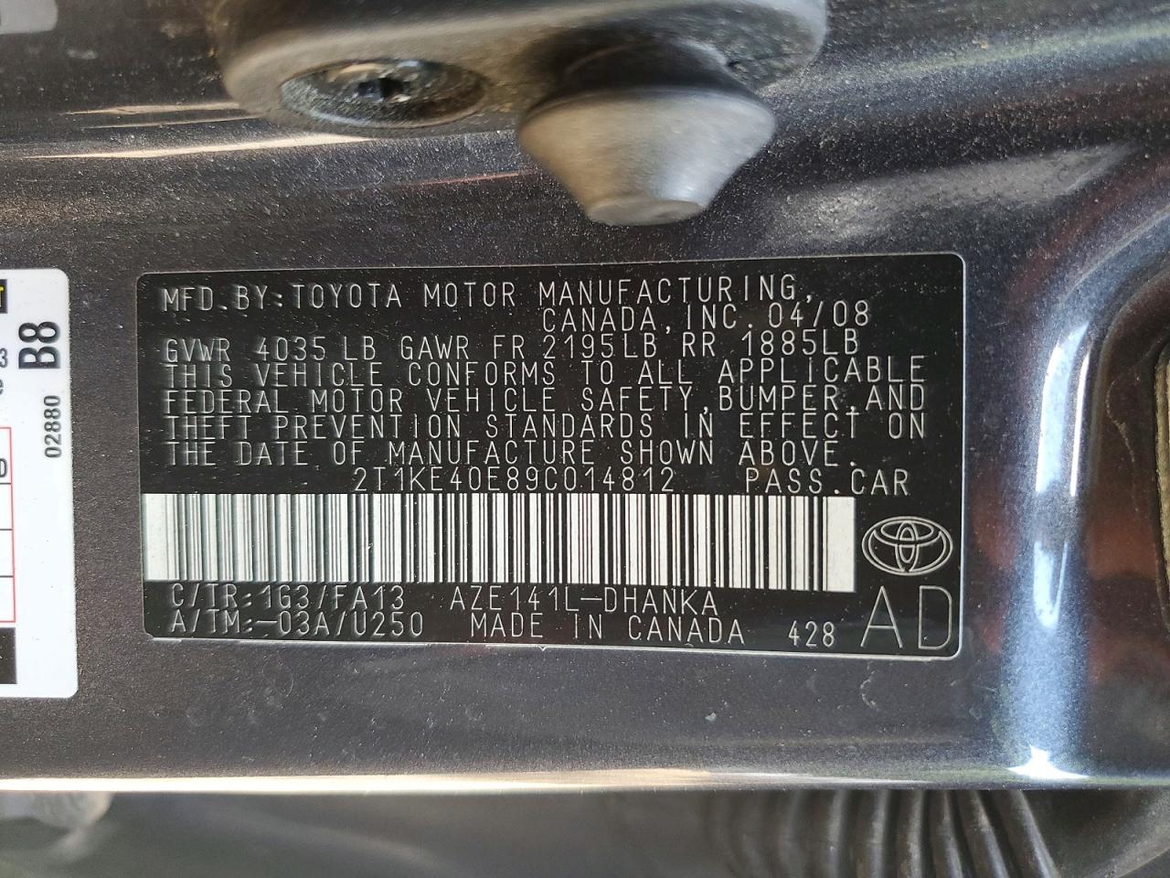 2009 Toyota Corolla Matrix S Charcoal vin: 2T1KE40E89C014812