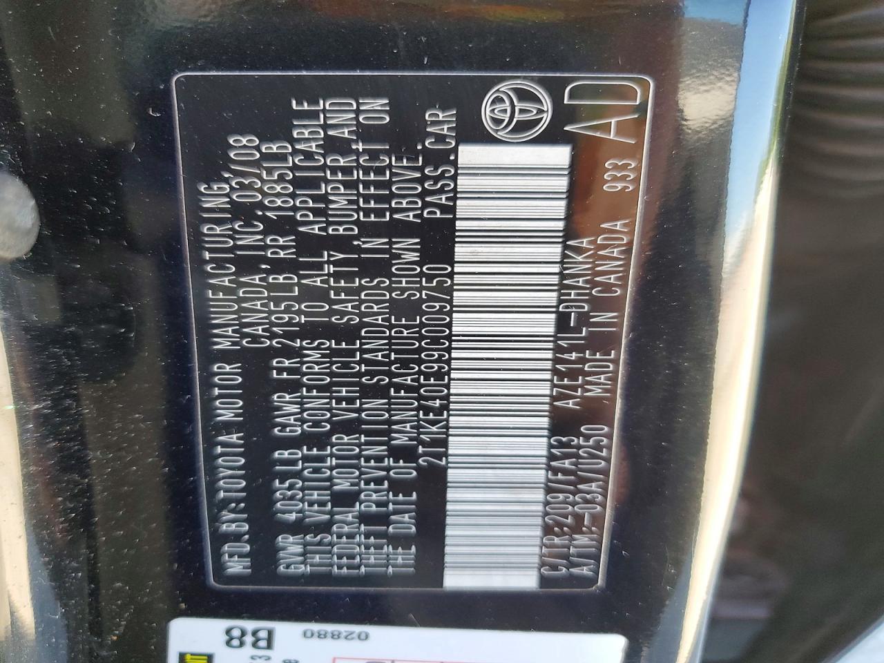 2009 Toyota Corolla Matrix S Черный vin: 2T1KE40E99C009750