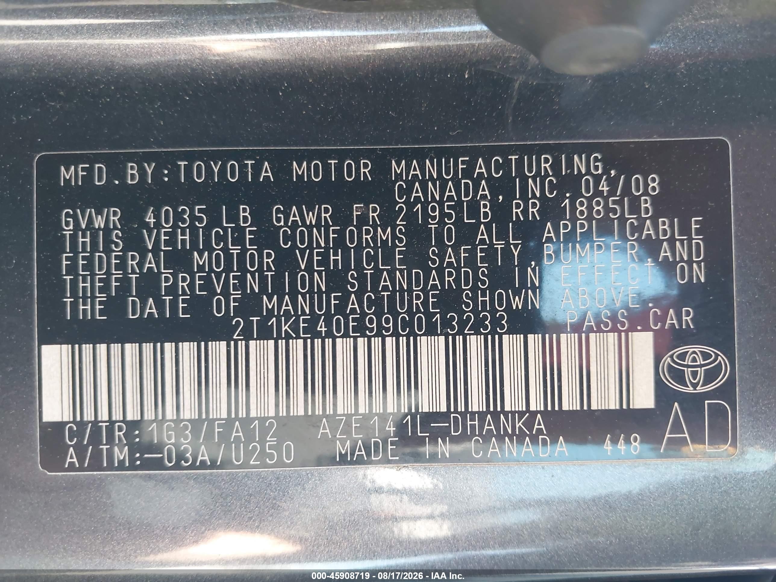 2009 Toyota Matrix S Gray vin: 2T1KE40E99C013233