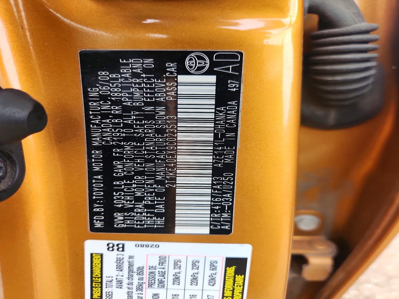 2009 Toyota Corolla Matrix S Orange vin: 2T1KE40EX9C023513