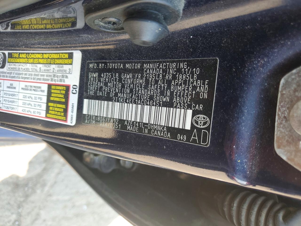 2010 Toyota Corolla Matrix S Blue vin: 2T1KE4EE1AC046451