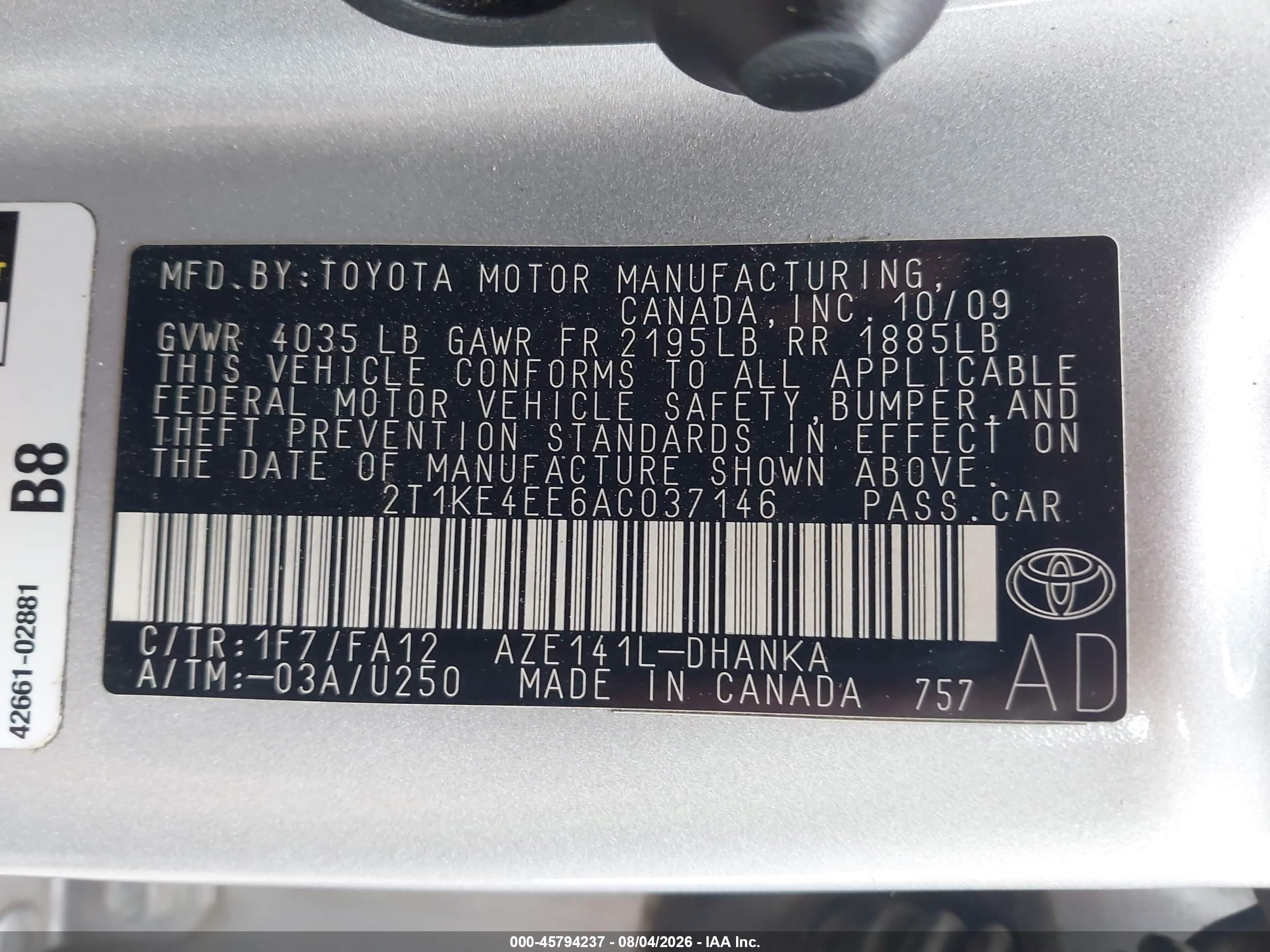 2010 Toyota Matrix S Silver vin: 2T1KE4EE6AC037146