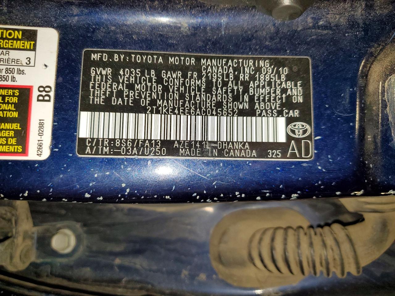 2010 Toyota Corolla Matrix S Blue vin: 2T1KE4EE6AC045652