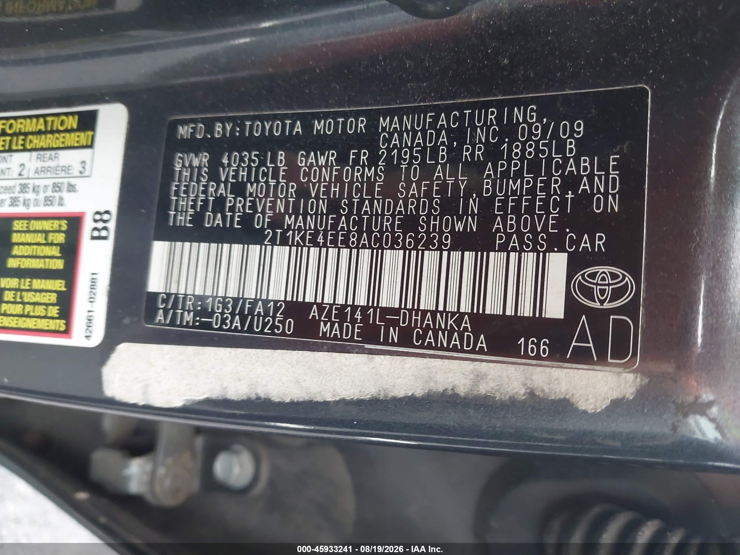 2010 Toyota Matrix S Gray vin: 2T1KE4EE8AC036239