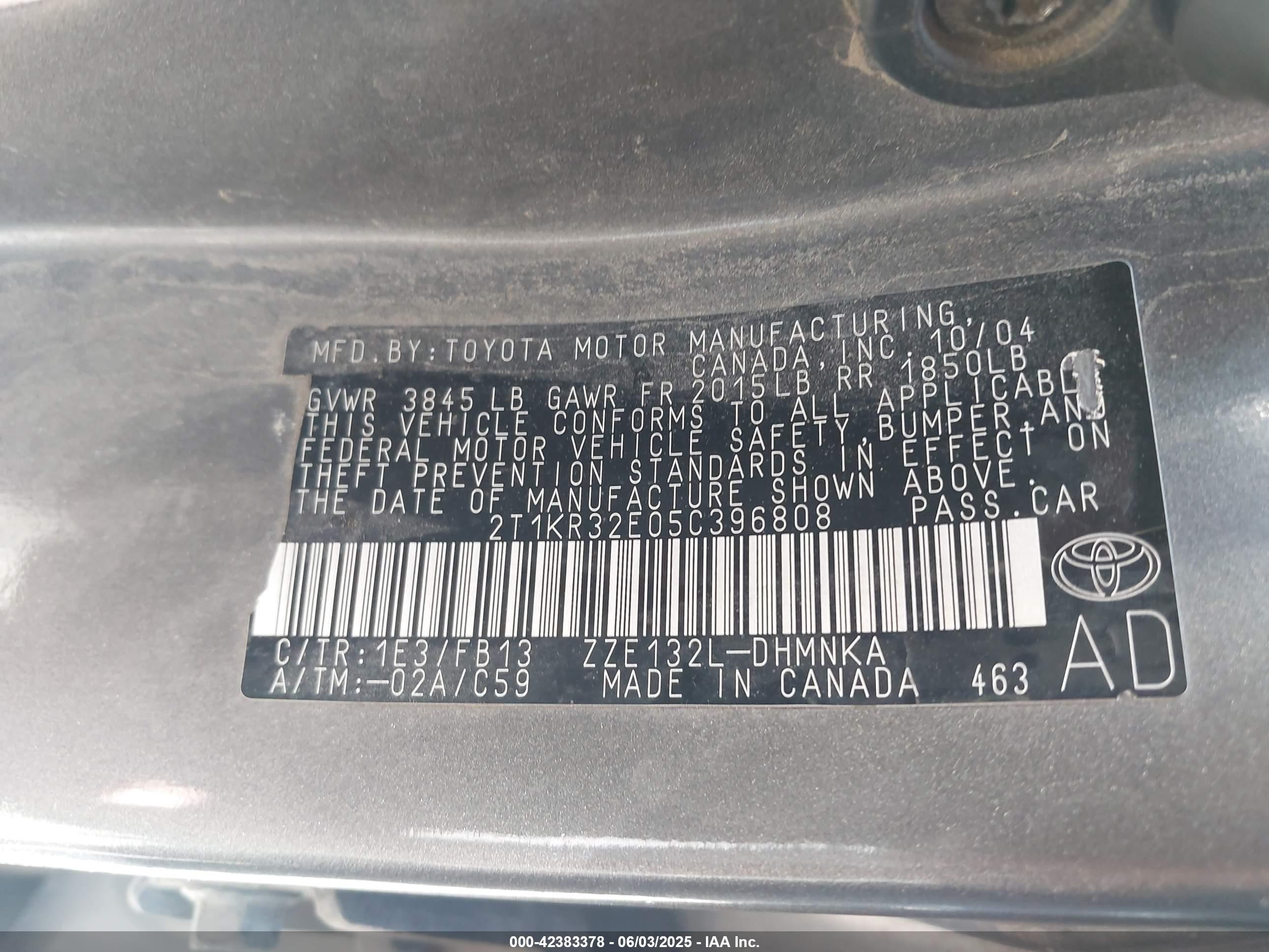 2005 Toyota Matrix Xr Silver vin: 2T1KR32E05C396808