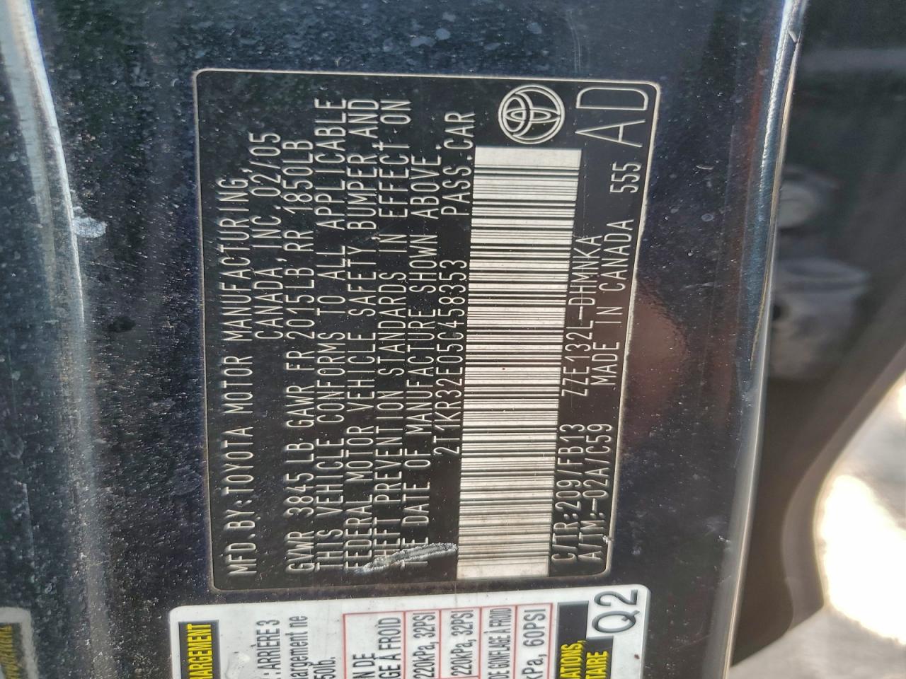 2005 Toyota Corolla Matrix Xr Black vin: 2T1KR32E05C458353