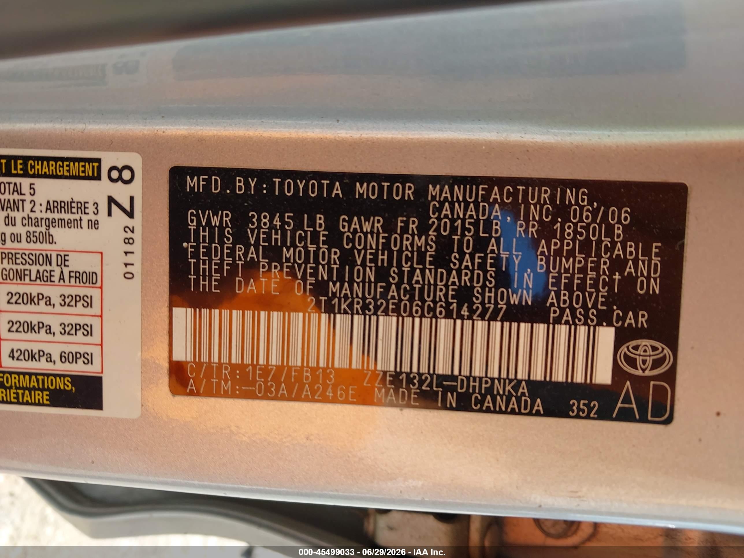 2006 Toyota Matrix Xr Silver vin: 2T1KR32E06C614277
