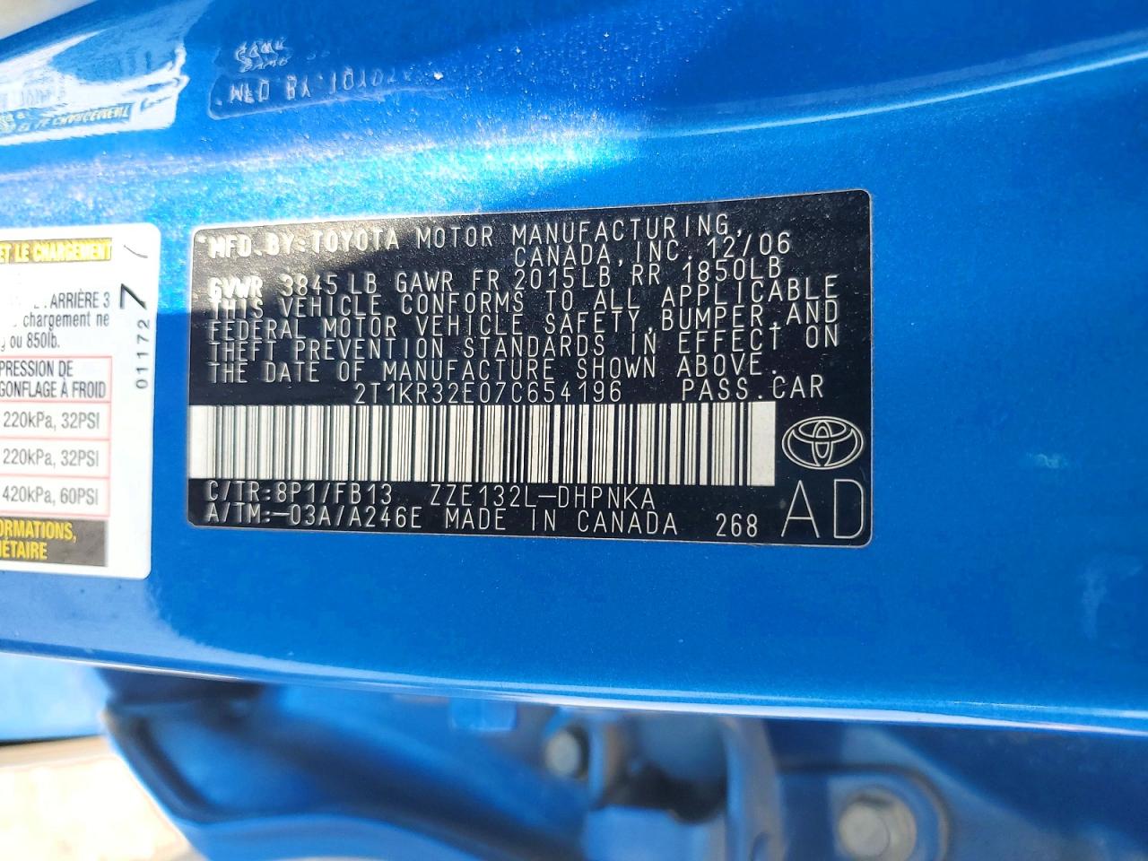 2007 Toyota Corolla Matrix Xr Синий vin: 2T1KR32E07C654196