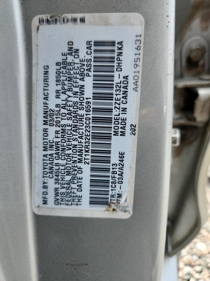 2003 Toyota Corolla Matrix Xr Silver vin: 2T1KR32E23C016591