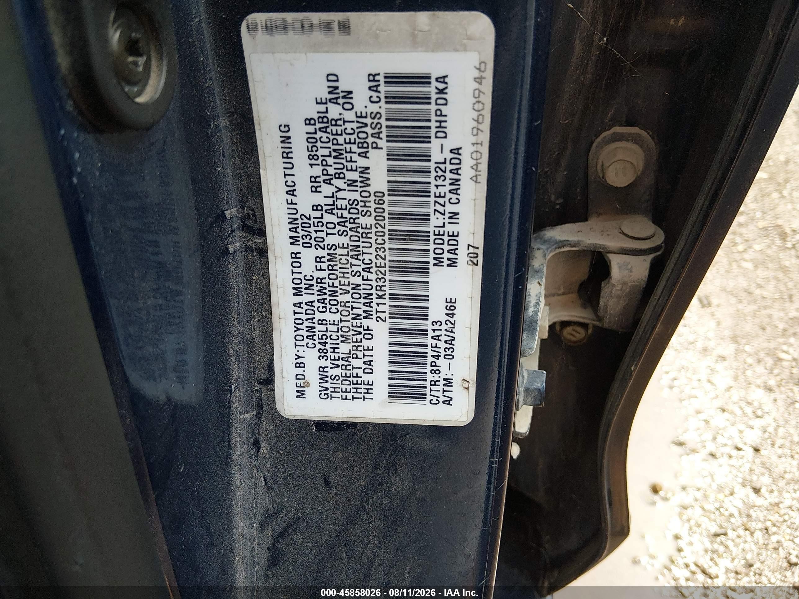2003 Toyota Matrix Standard Blue vin: 2T1KR32E23C020060