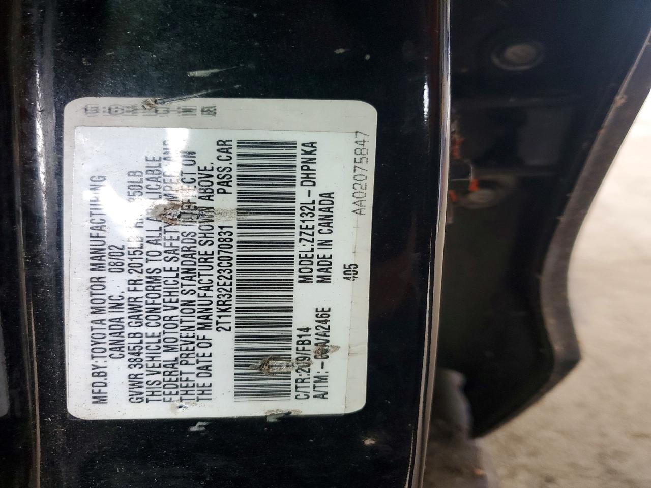 2003 Toyota Matrix Xr Черный vin: 2T1KR32E23C070831