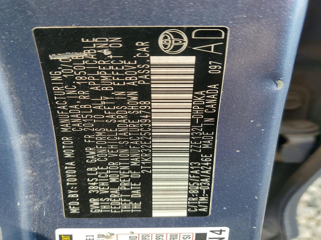 2005 Toyota Matrix Base Blue vin: 2T1KR32E25C394798