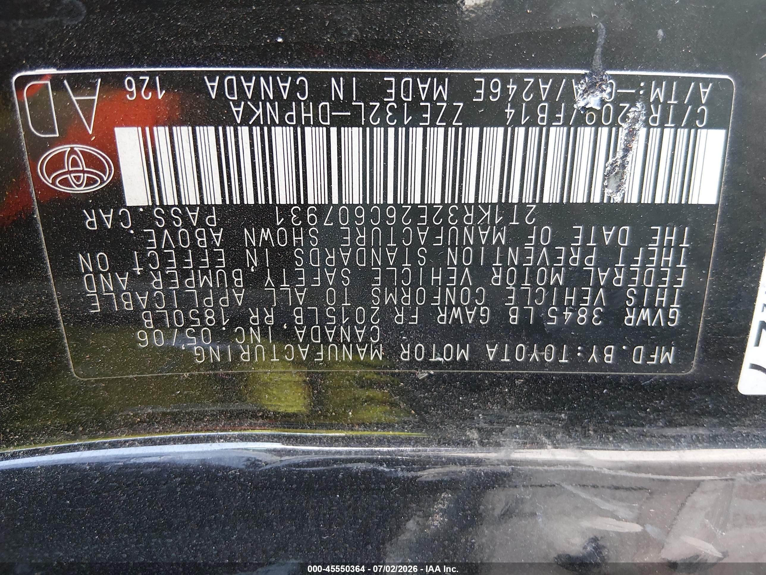2006 Toyota Matrix Xr Black vin: 2T1KR32E26C607931