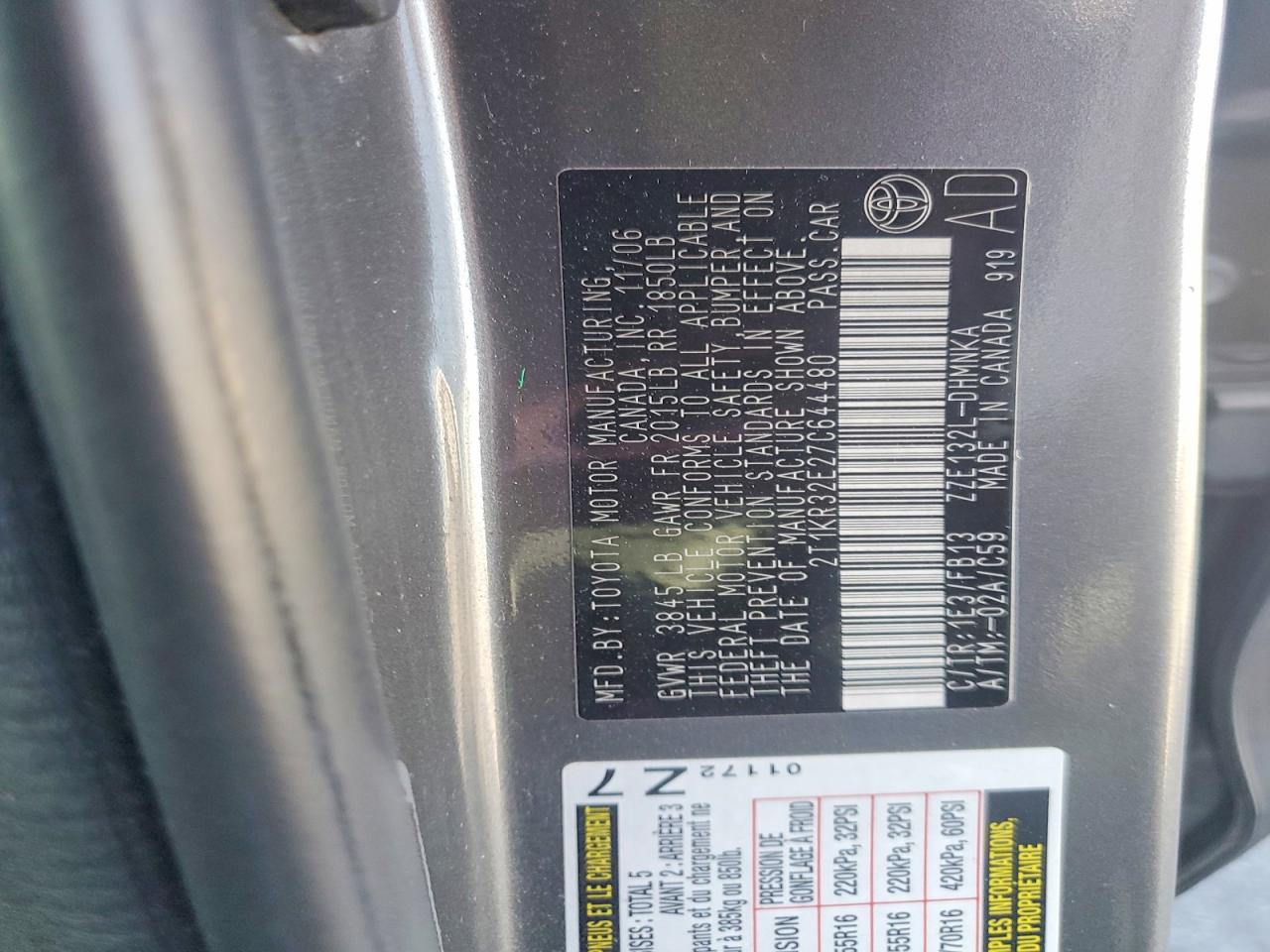 2007 Toyota Corolla Matrix Xr Gray vin: 2T1KR32E27C644480