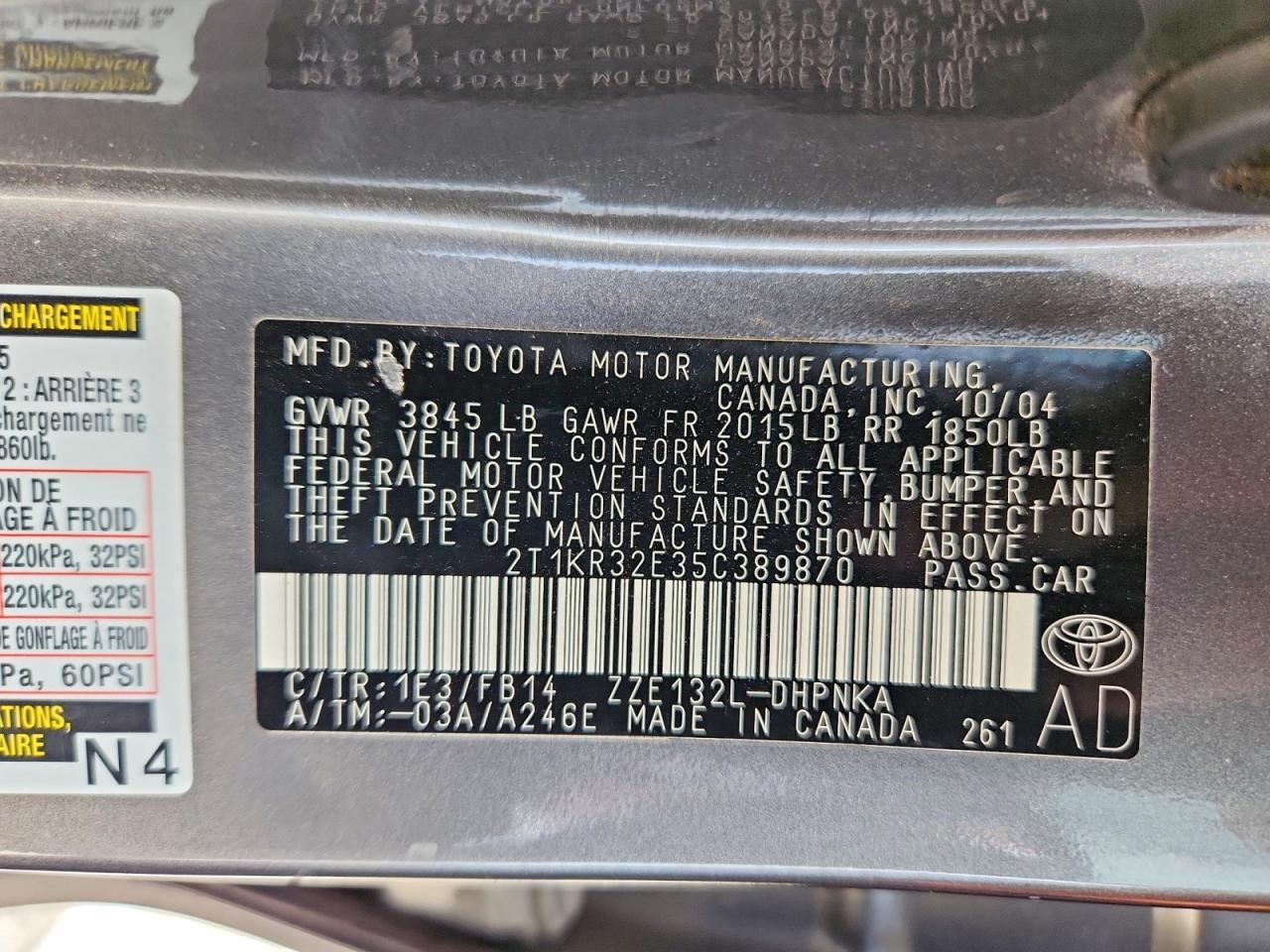2005 Toyota Corolla Matrix Xr Gray vin: 2T1KR32E35C389870