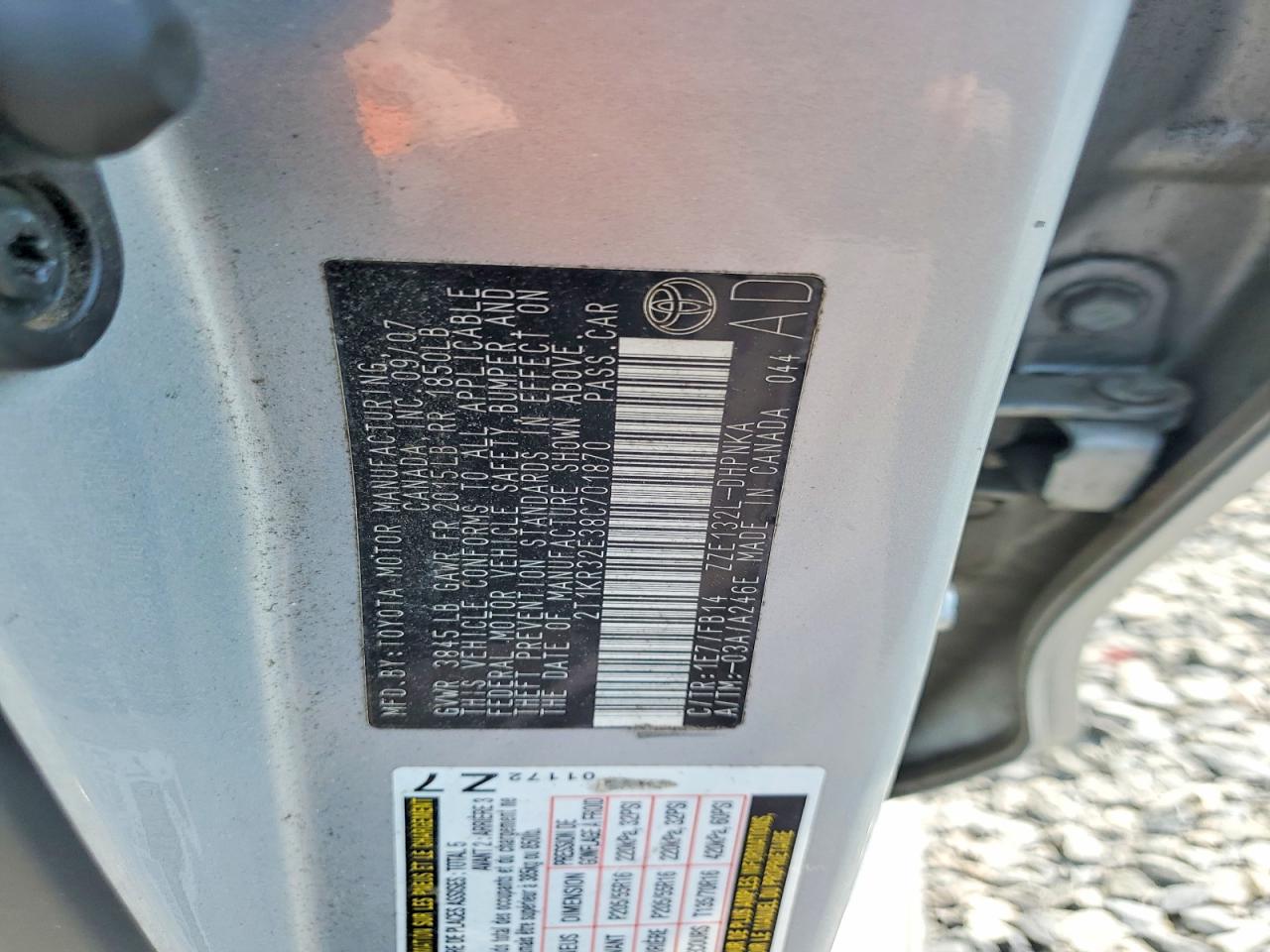 2008 Toyota Corolla Matrix Xr Серебряный vin: 2T1KR32E38C701870