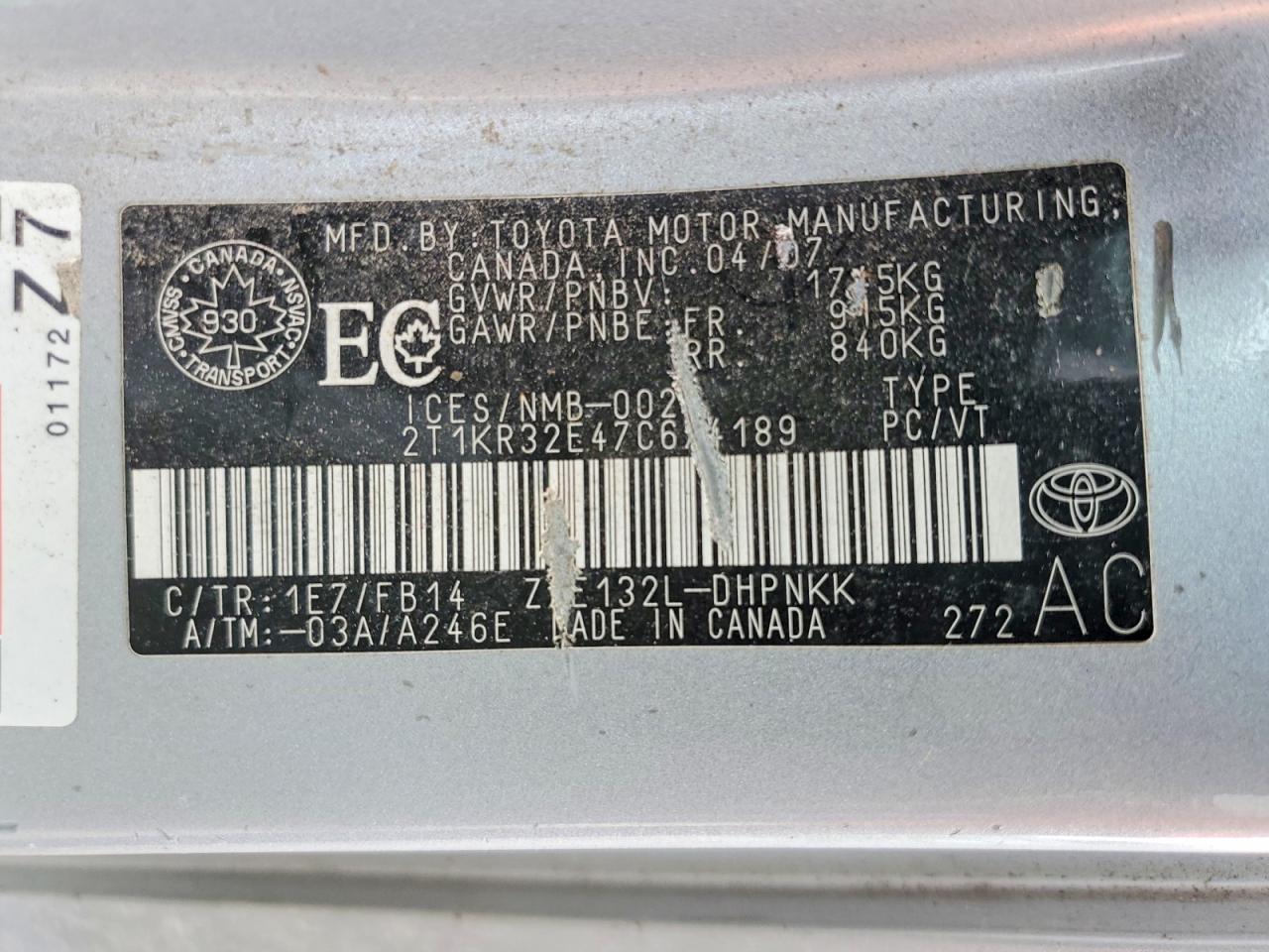2007 Toyota Corolla Matrix Xr Silver vin: 2T1KR32E47C674189