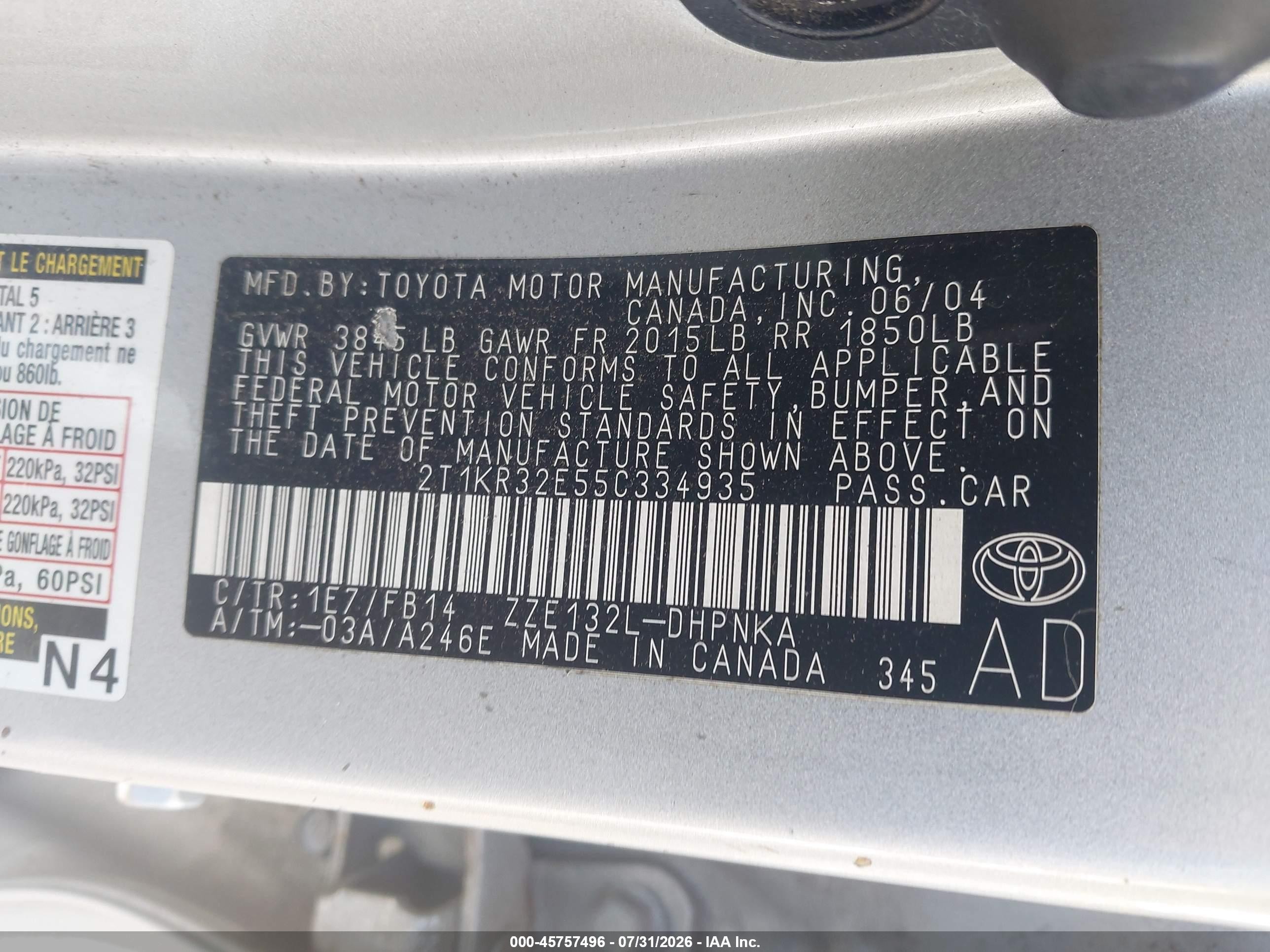 2005 Toyota Matrix Xr Silver vin: 2T1KR32E55C334935