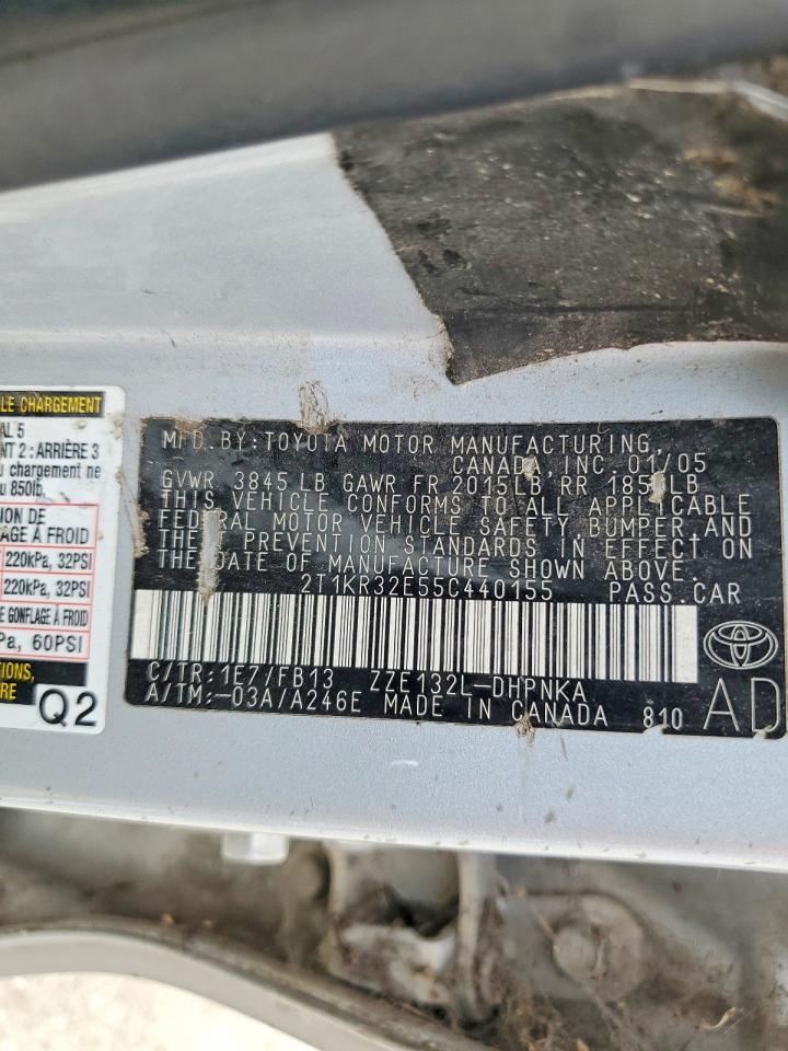 2005 Toyota Corolla Matrix Xr Silver vin: 2T1KR32E55C440155